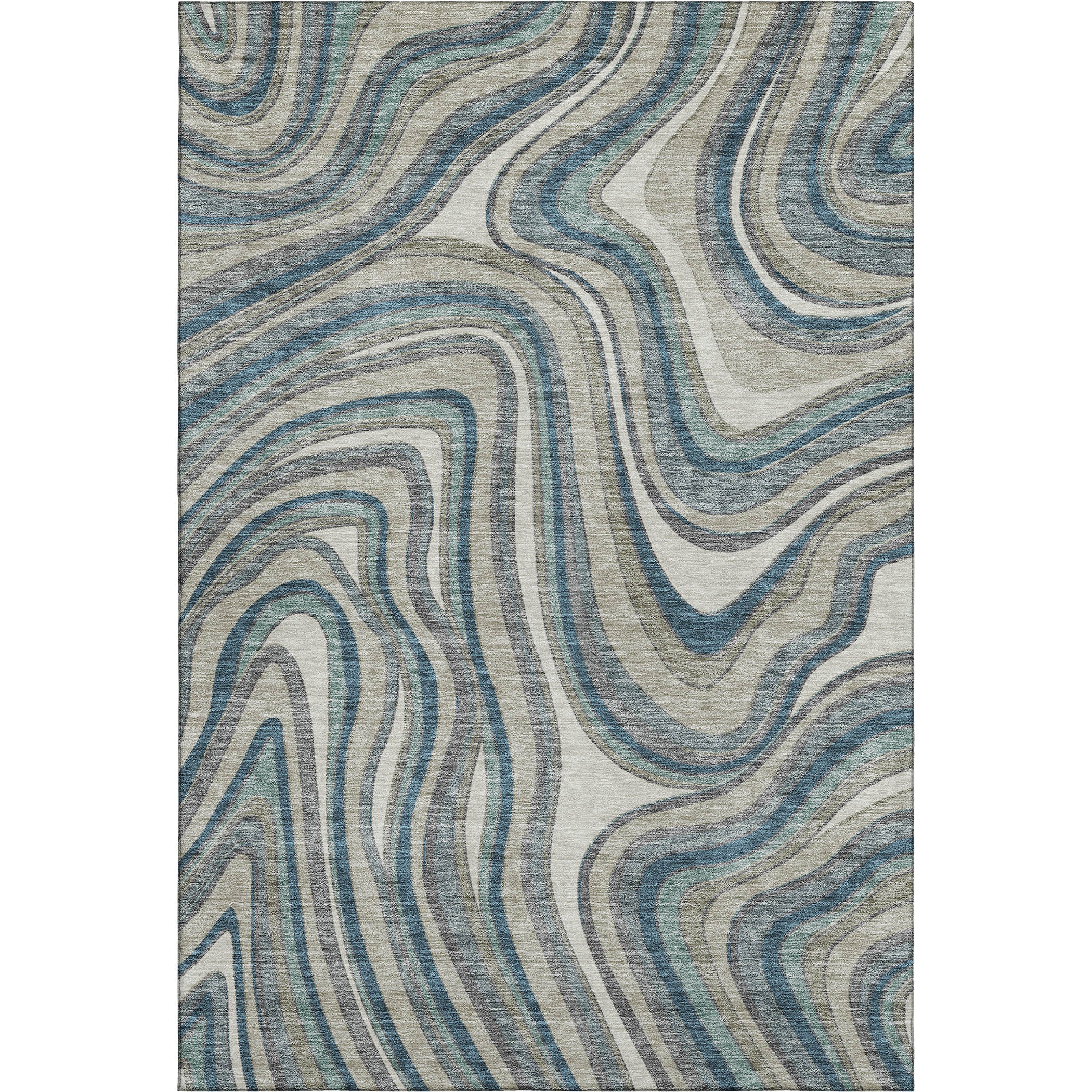Zanzibar Machine Washable Transitional Teal Rug 2'6" x 3'10" #shape_Rectangle