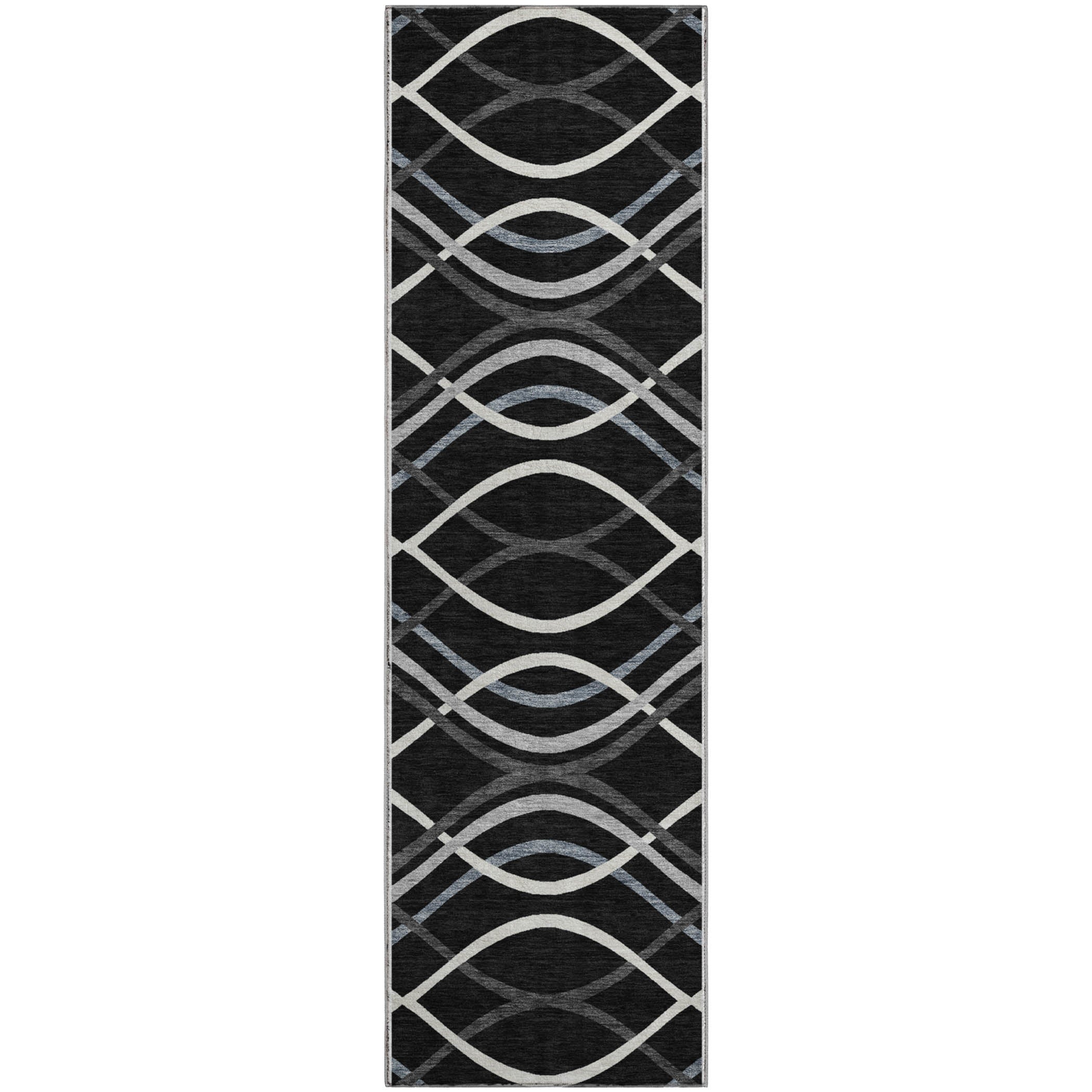 Dublin Machine Washable Transitional Black Rug 2'3" x 7'6" #shape_Runner