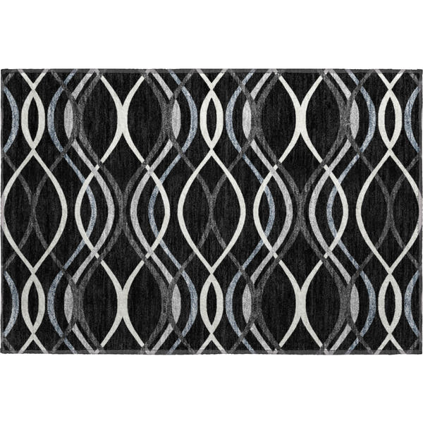 Dublin Machine Washable Transitional Black Rug 1'8" x 2'6"