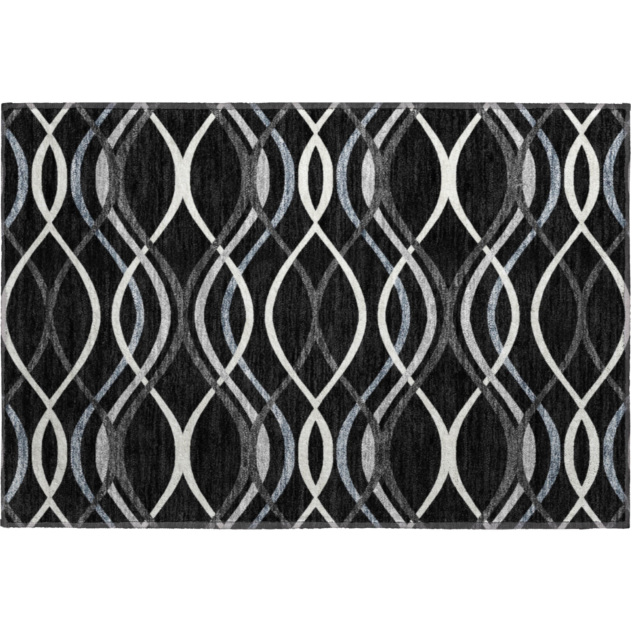 Dublin Machine Washable Transitional Black Rug 1'8" x 2'6" #shape_Rectangle