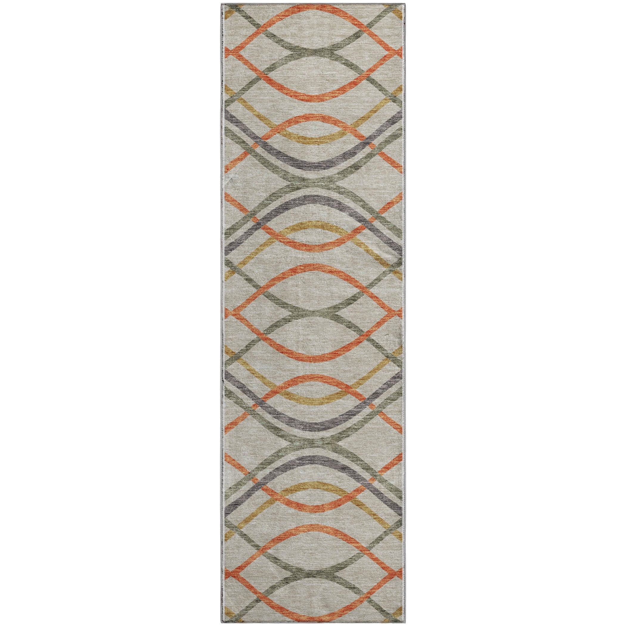 Dublin Machine Washable Transitional Orange Rug 2'3" x 7'6" #shape_Runner