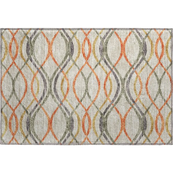 Dublin Machine Washable Transitional Orange Rug 1'8" x 2'6"