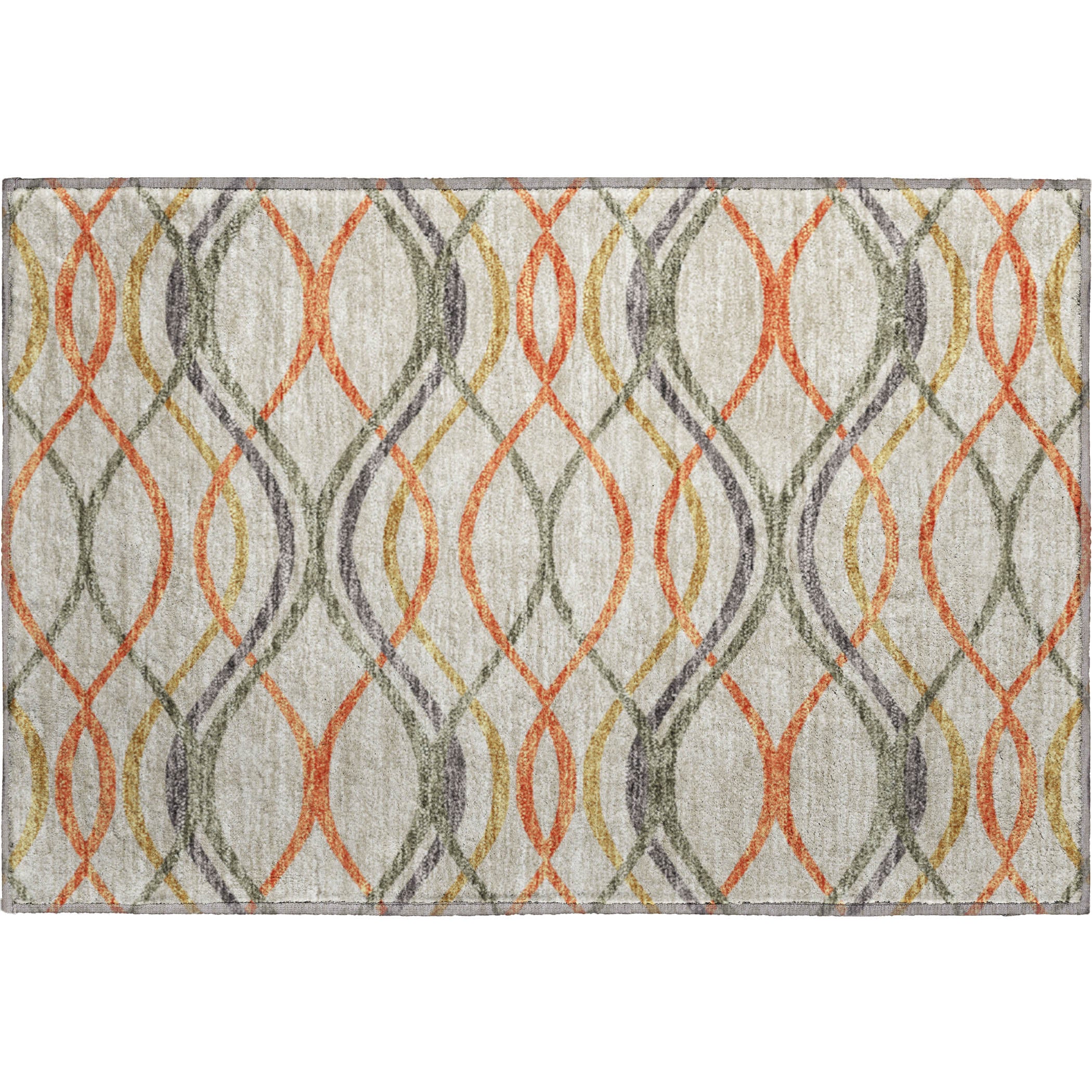 Dublin Machine Washable Transitional Orange Rug 1'8" x 2'6" #shape_Rectangle
