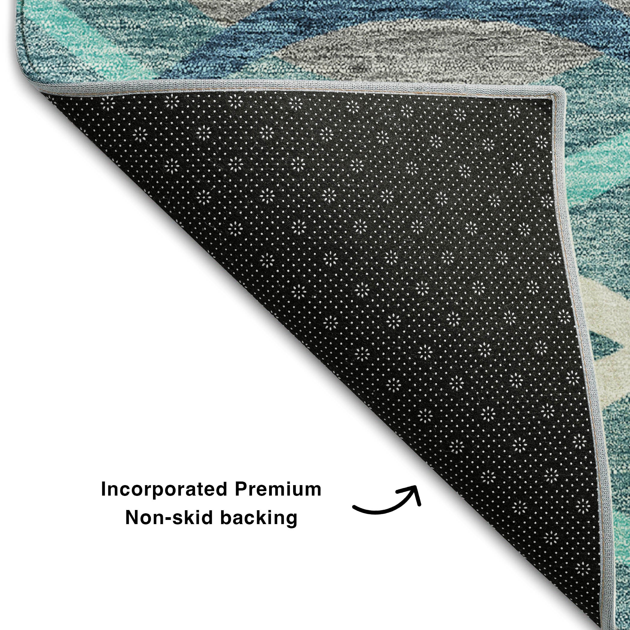 Dublin Machine Washable Transitional Teal Rug 1'8" x 2'6" #shape_Rectangle