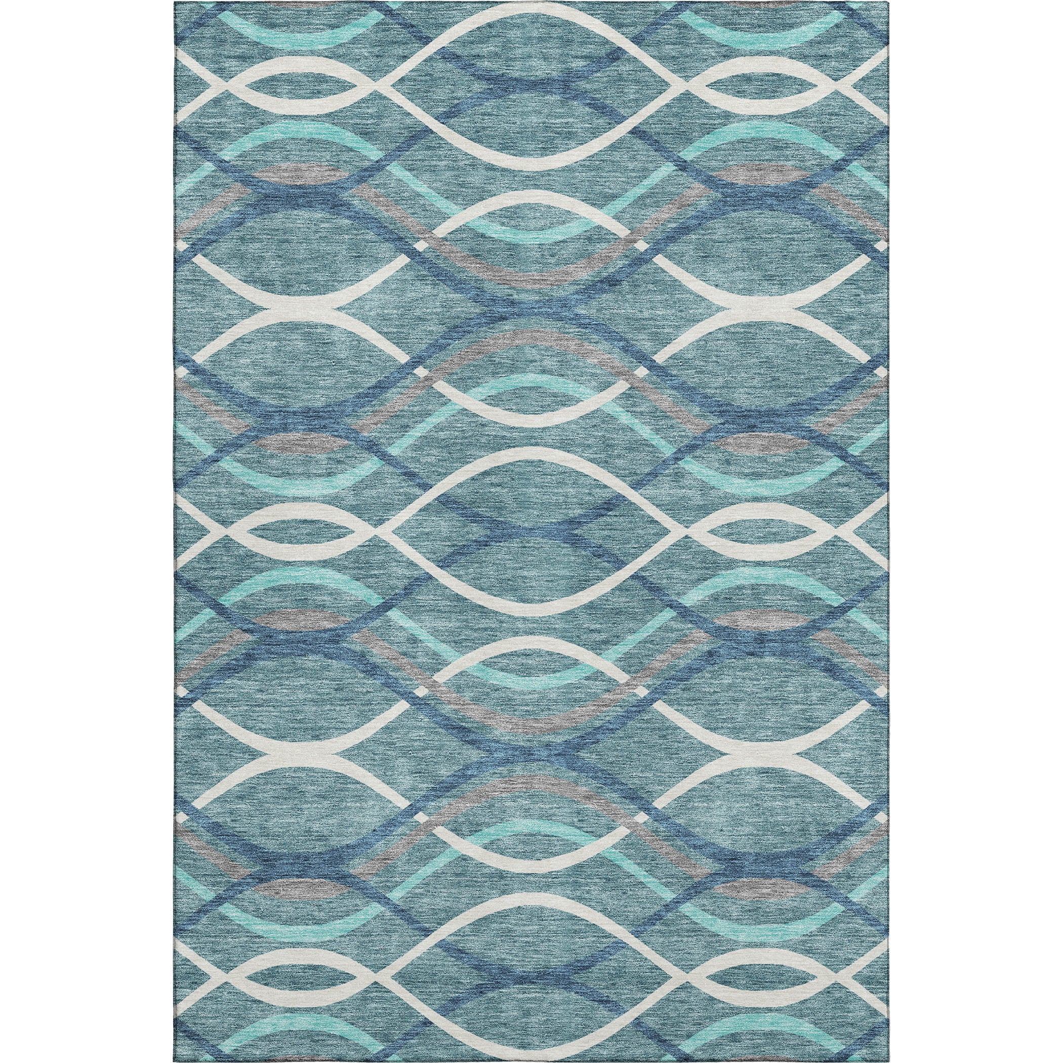 Dublin Machine Washable Transitional Teal Rug 2'6" x 3'10" #shape_Rectangle