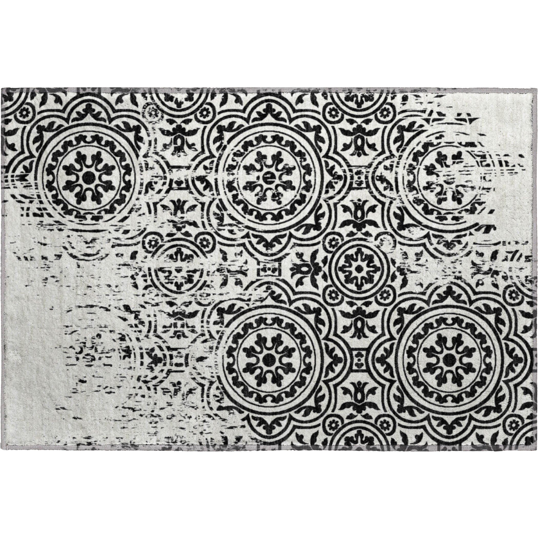 Kathmandu Machine Washable Transitional Black Rug 1'8" x 2'6" #shape_Rectangle