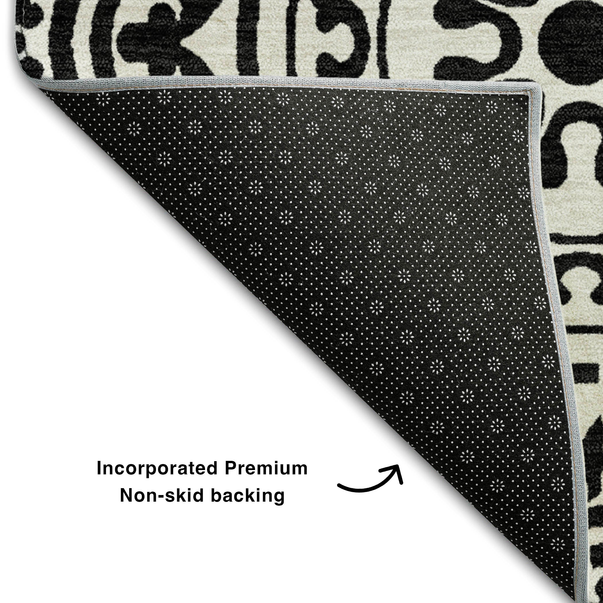 Kathmandu Machine Washable Transitional Black Rug 1'8" x 2'6" #shape_Rectangle