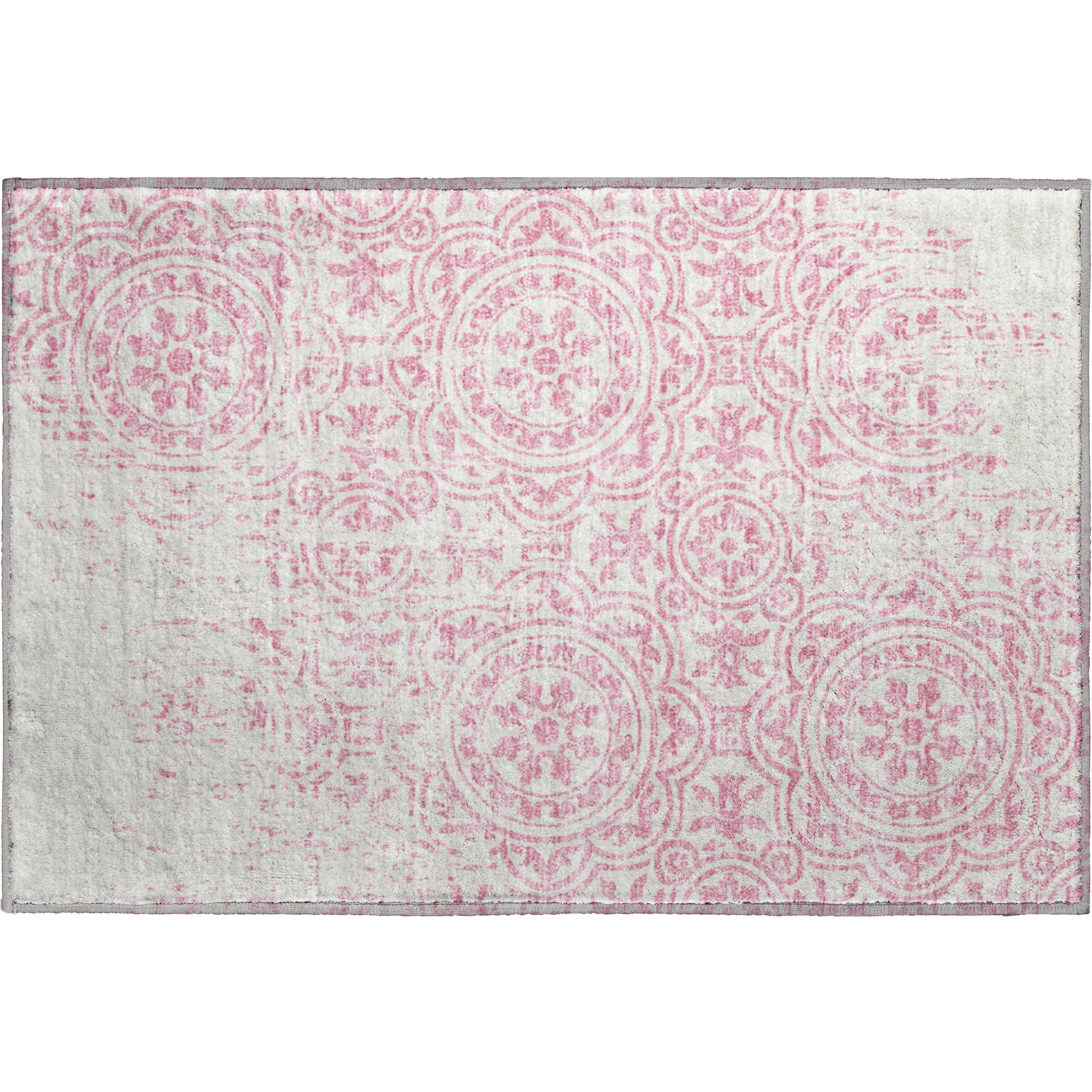 Kathmandu Machine Washable Transitional Pink Rug 1'8" x 2'6" #shape_Rectangle