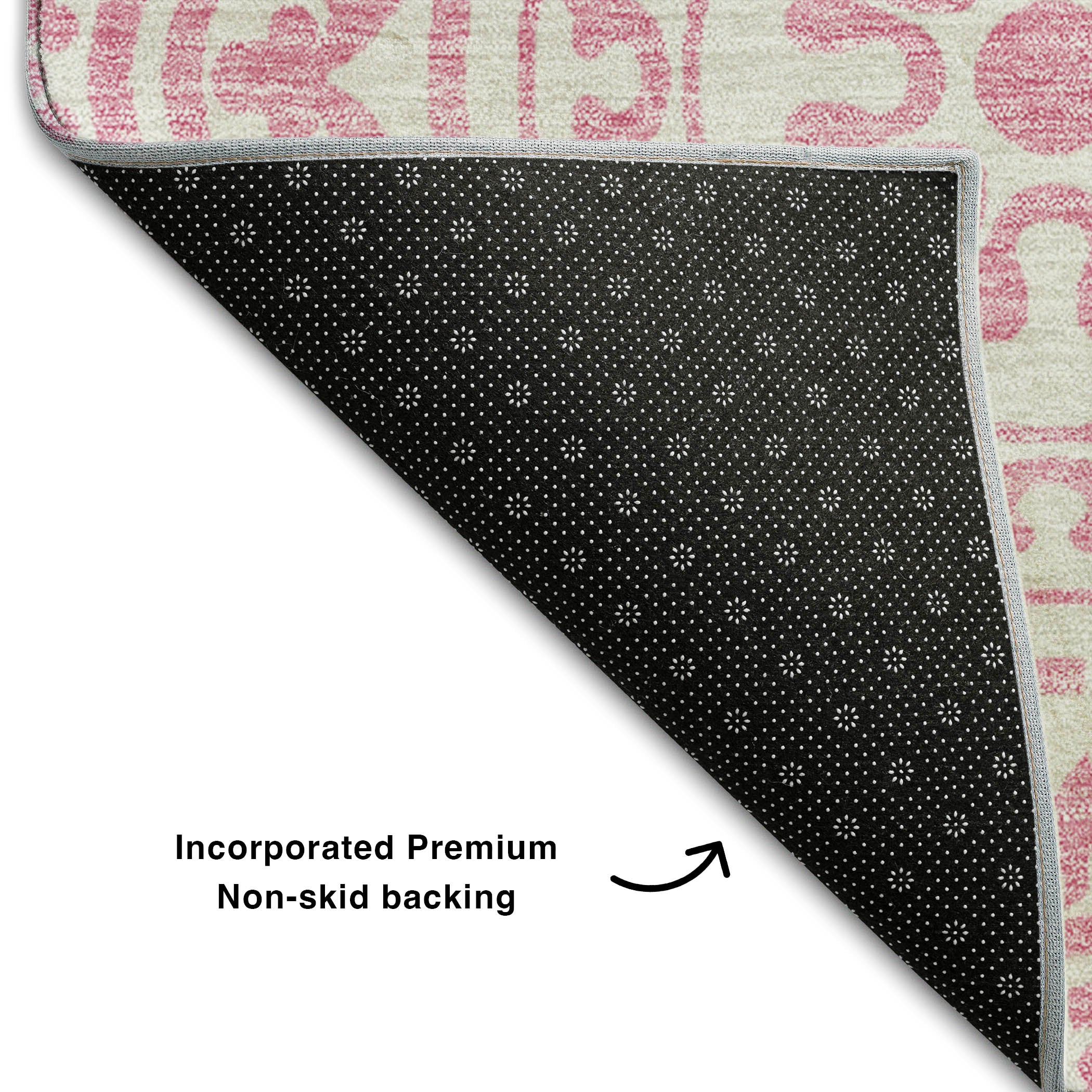 Kathmandu Machine Washable Transitional Pink Rug 1'8" x 2'6" #shape_Rectangle