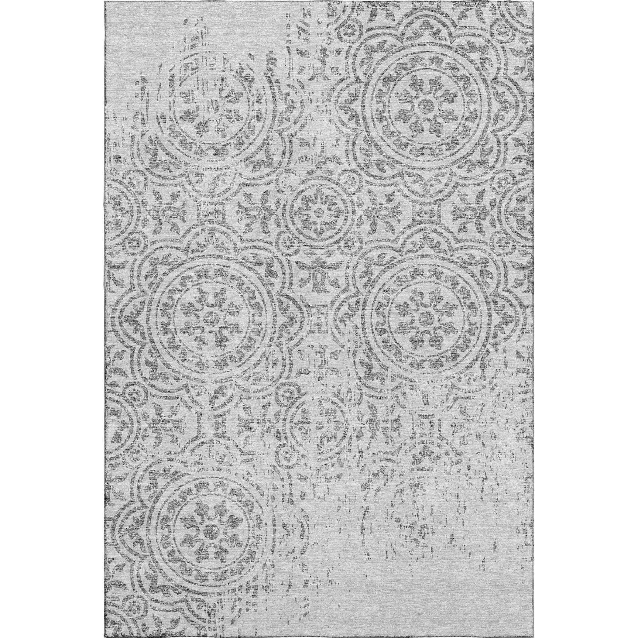 Kathmandu Machine Washable Transitional Silver Gray Rug 2'6" x 3'10" #shape_Rectangle