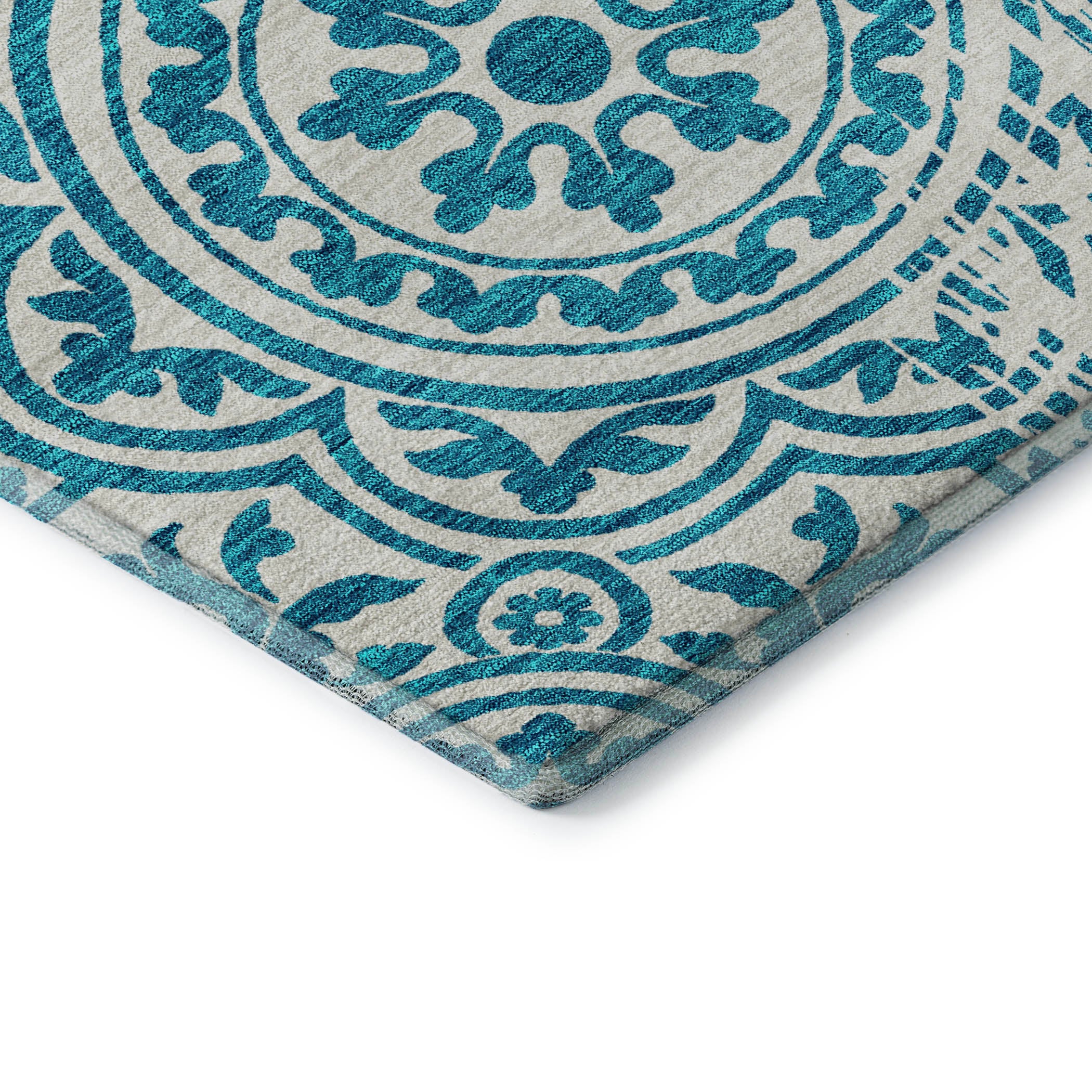 Kathmandu Machine Washable Transitional Teal Rug 1'8" x 2'6" #shape_Rectangle