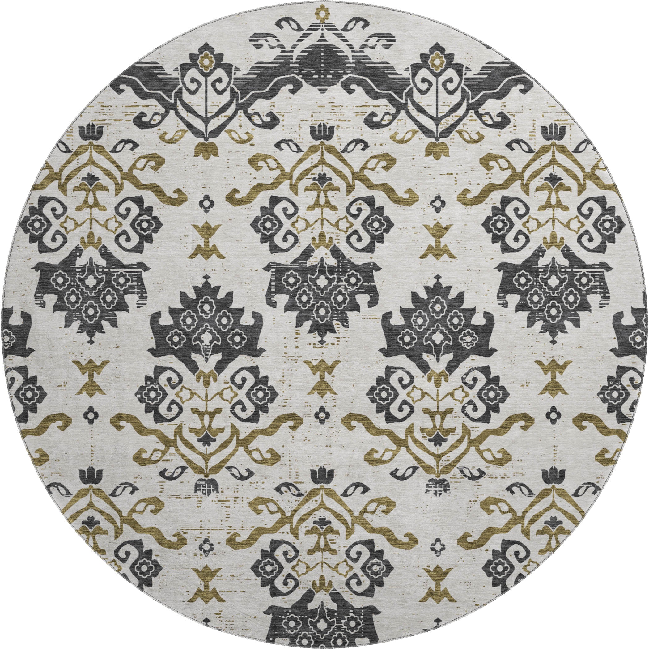 Sarajevo Machine Washable Transitional Black Rug 8' x 8' #shape_Round