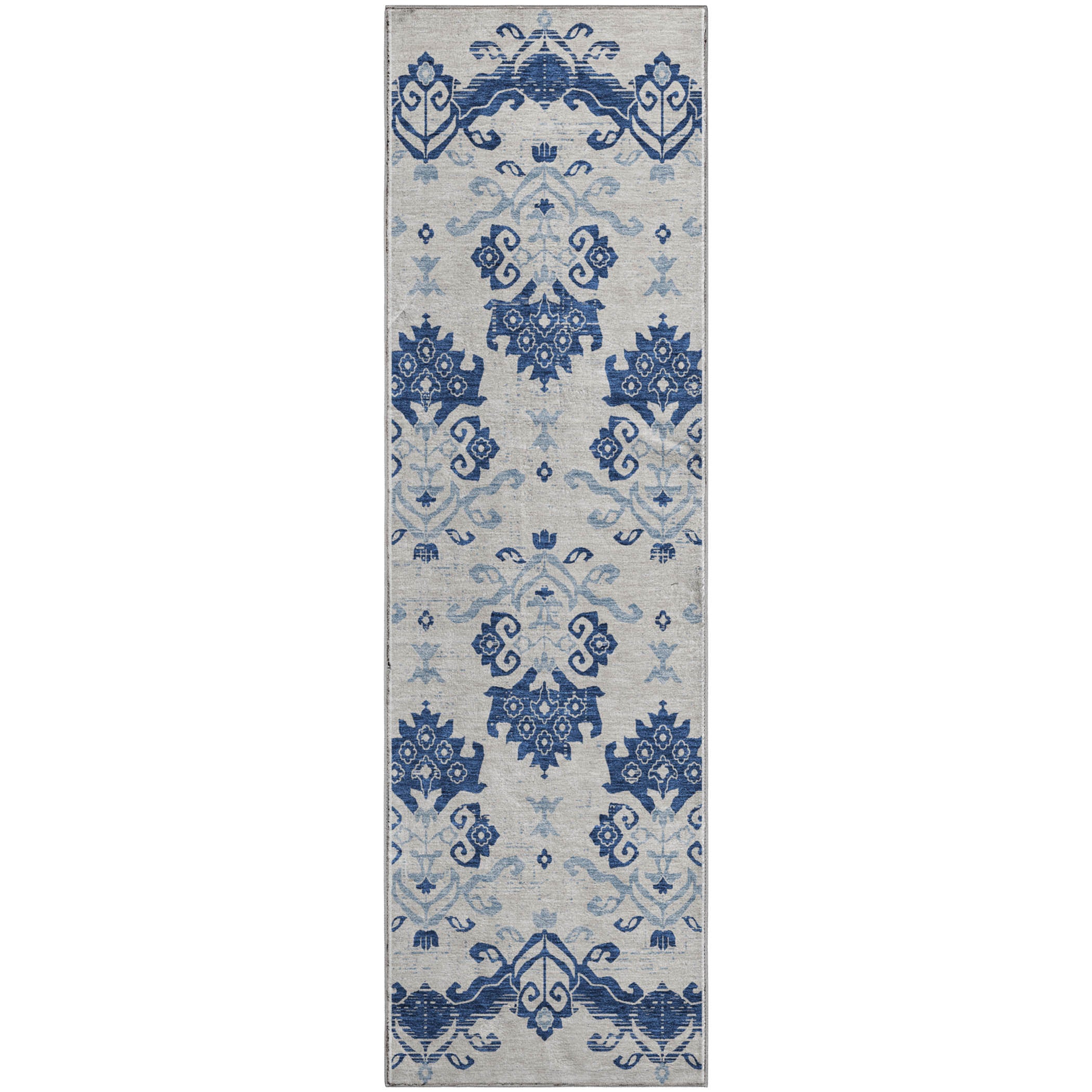 Sarajevo Machine Washable Transitional Navy Blue Rug 2'3" x 7'6" #shape_Runner