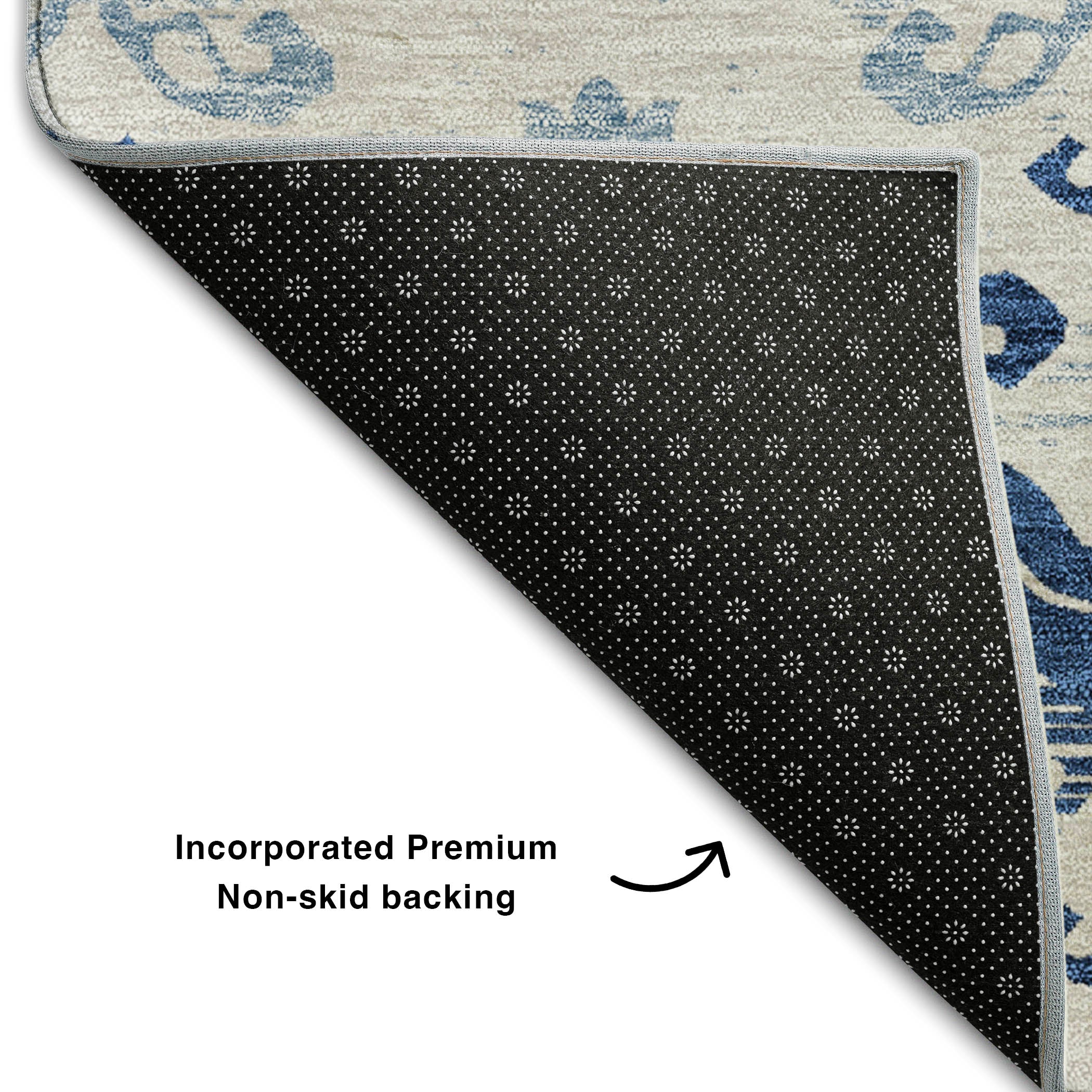 Sarajevo Machine Washable Transitional Navy Blue Rug 1'8" x 2'6" #shape_Rectangle