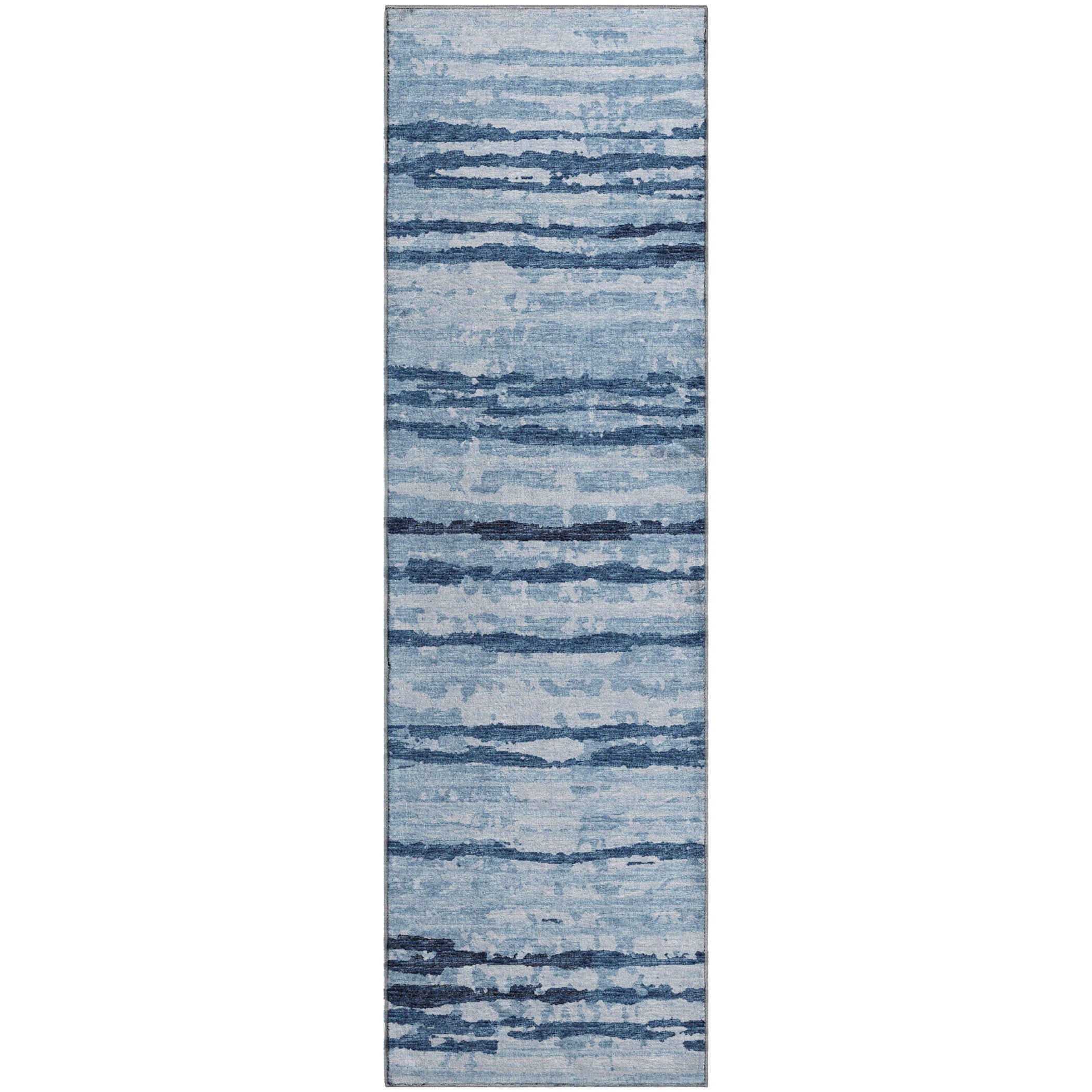 Bruges Machine Washable Transitional Blue Rug 2'3" x 7'6" #shape_Runner