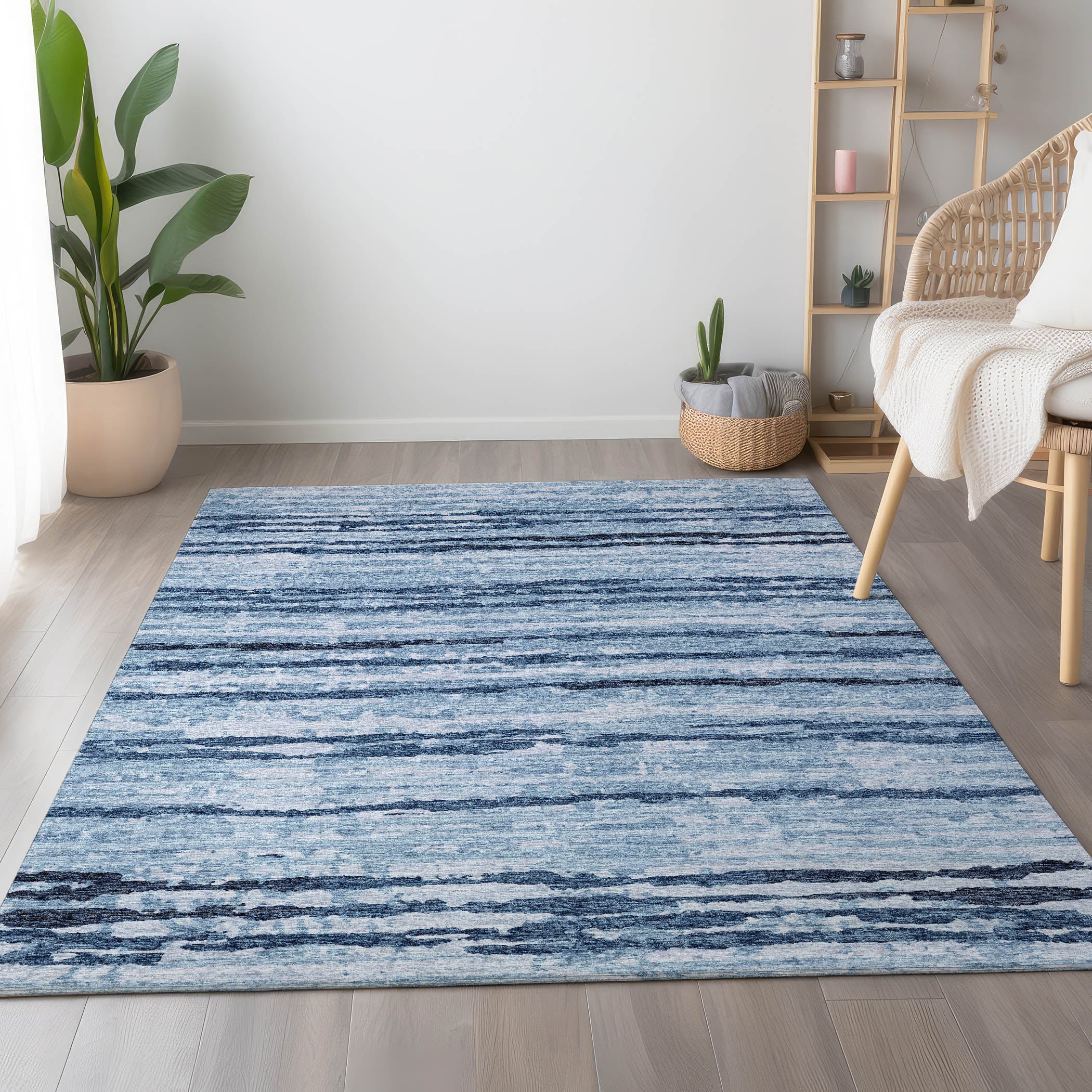 Bruges Machine Washable Transitional Blue Rug 2'6" x 3'10" #shape_Rectangle