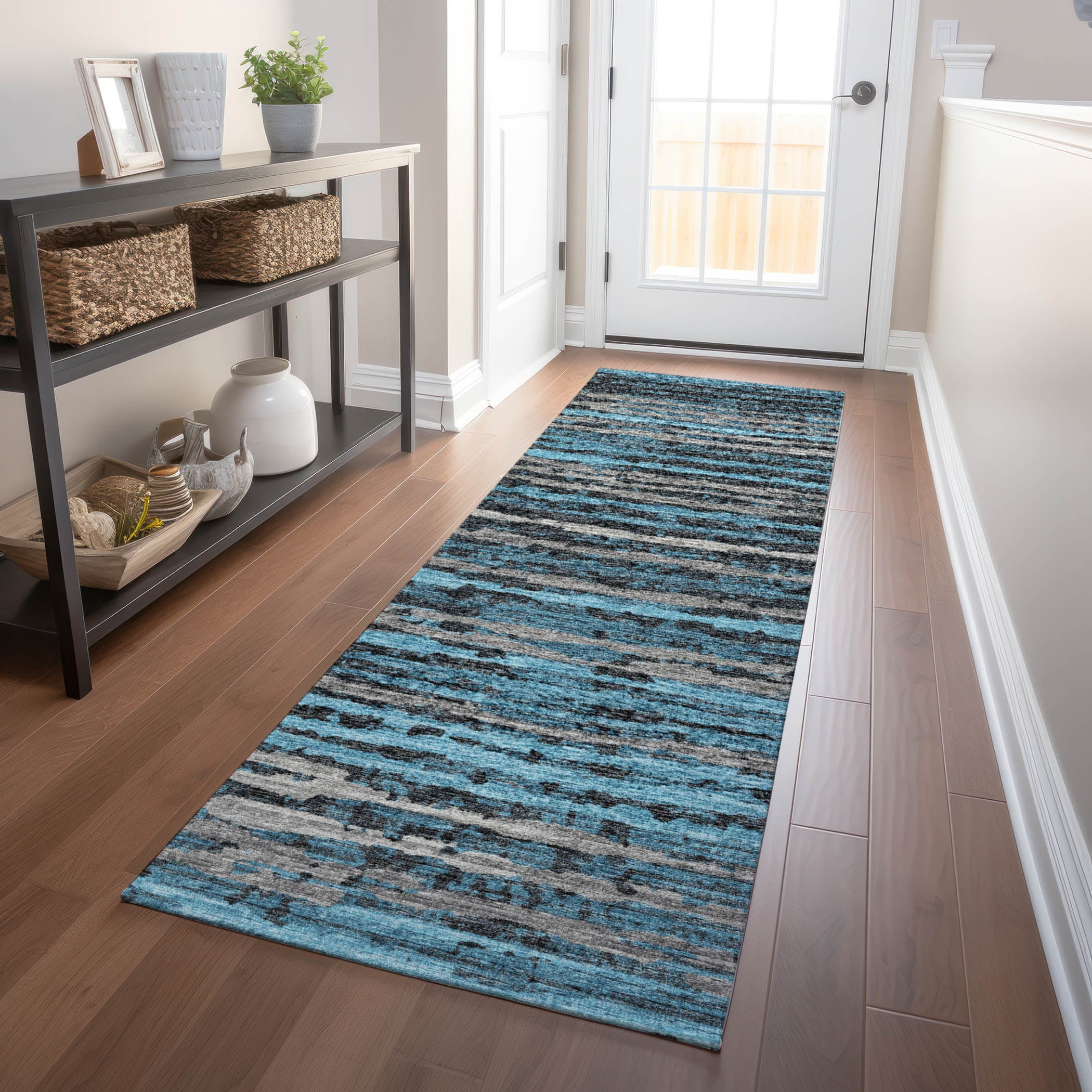 Bruges Machine Washable Transitional Peacock Multi Rug 2'3" x 7'6" #shape_Runner