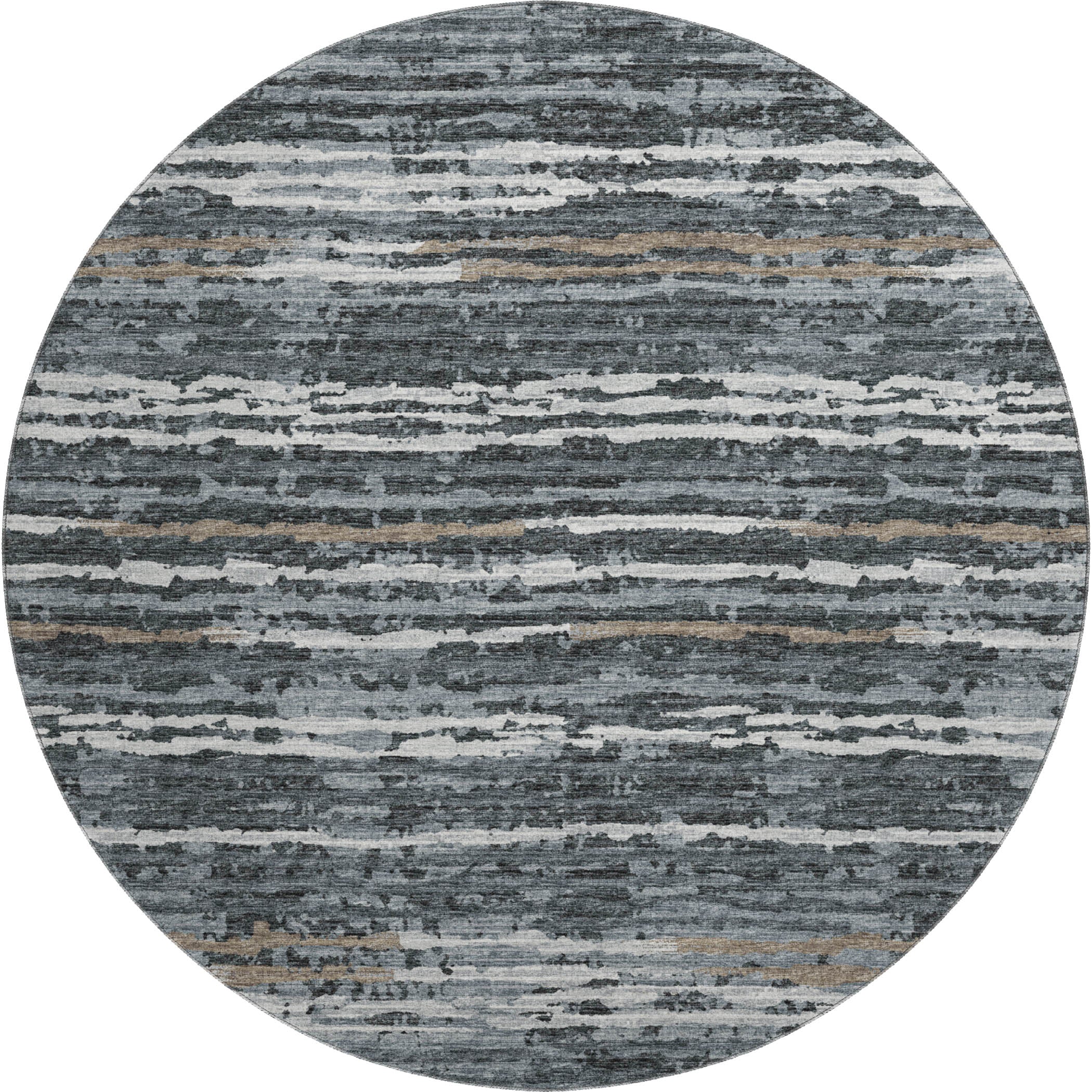 Bruges Machine Washable Transitional Shadow Gray Rug 8' x 8' #shape_Round