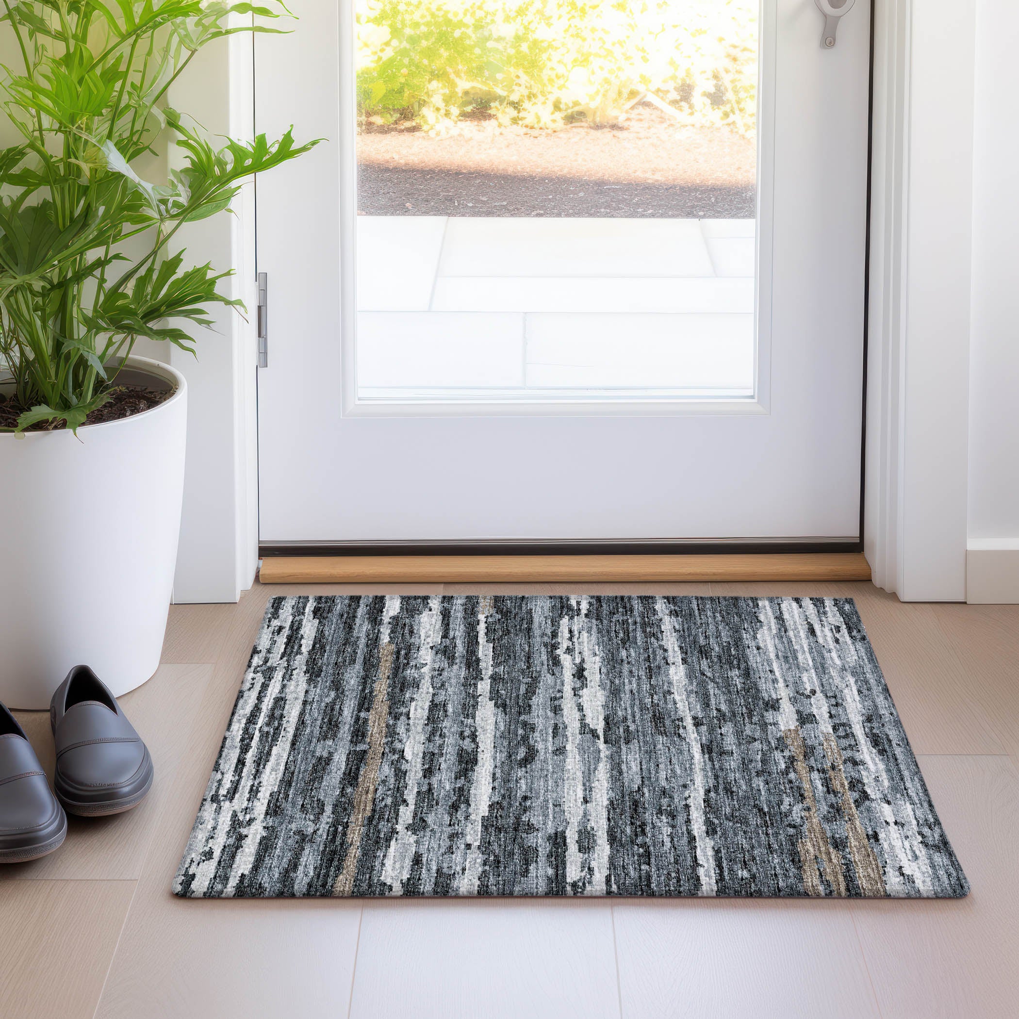 Bruges Machine Washable Transitional Shadow Gray Rug 1'8" x 2'6" #shape_Rectangle
