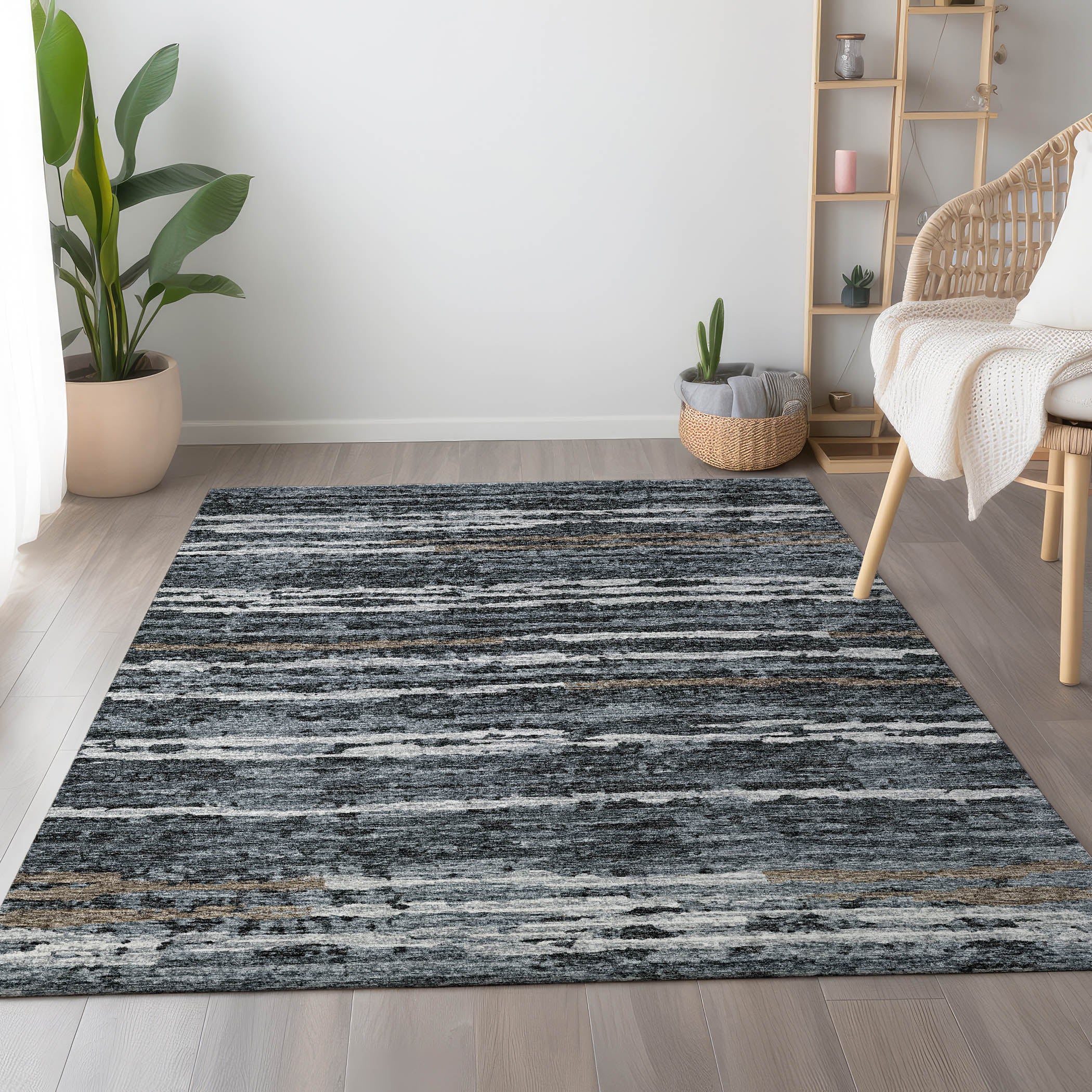 Bruges Machine Washable Transitional Shadow Gray Rug 2'6" x 3'10" #shape_Rectangle
