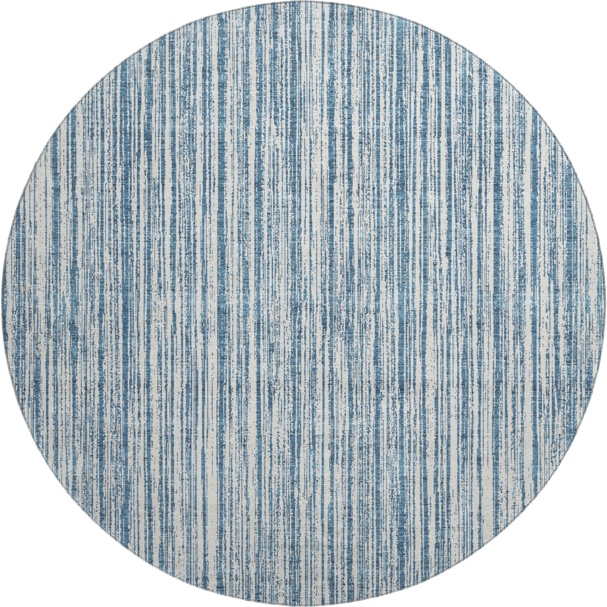 Athens Machine Washable Transitional Blue Rug 8' x 8' #shape_Round