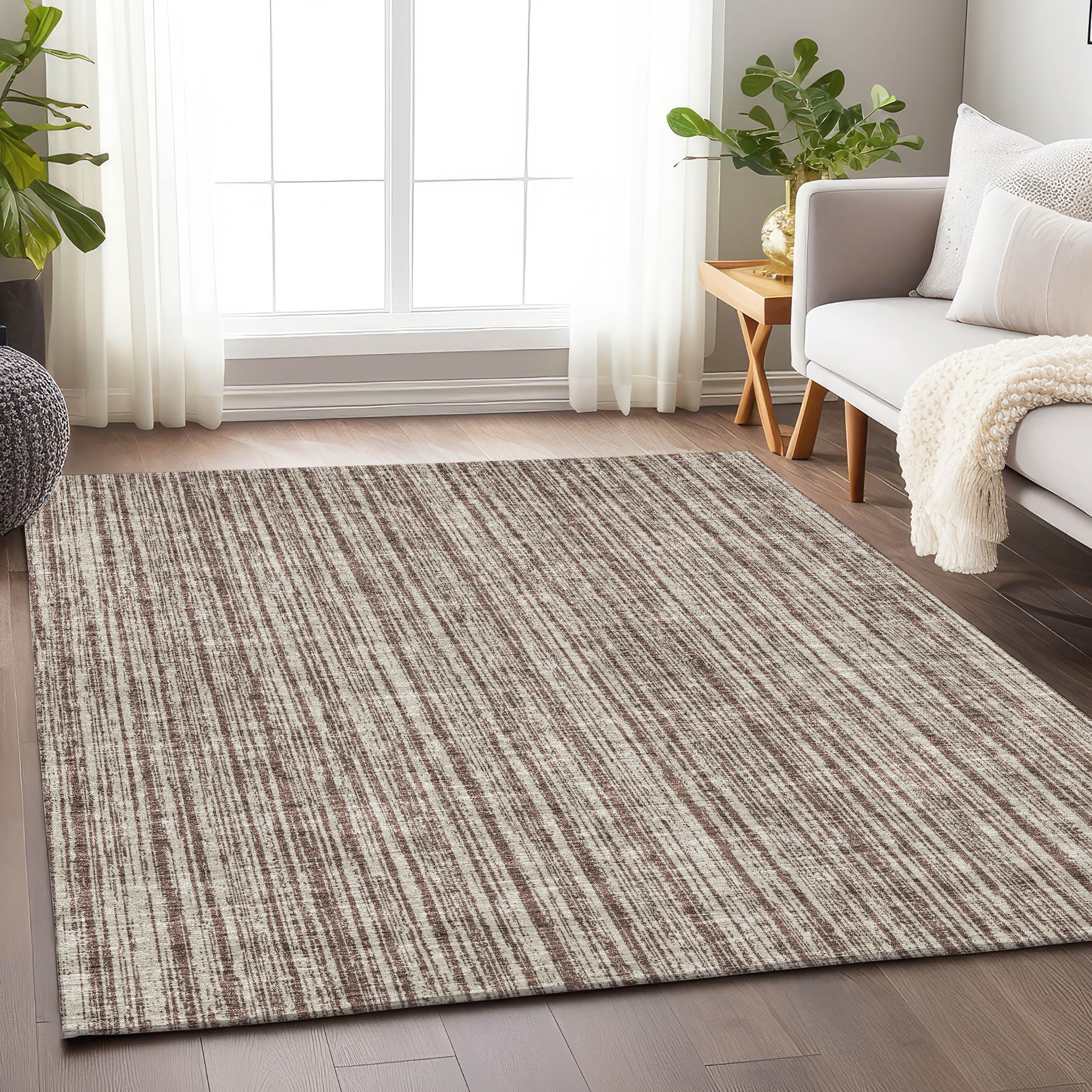 Athens Machine Washable Transitional Brown Rug 2'6" x 3'10" #shape_Rectangle