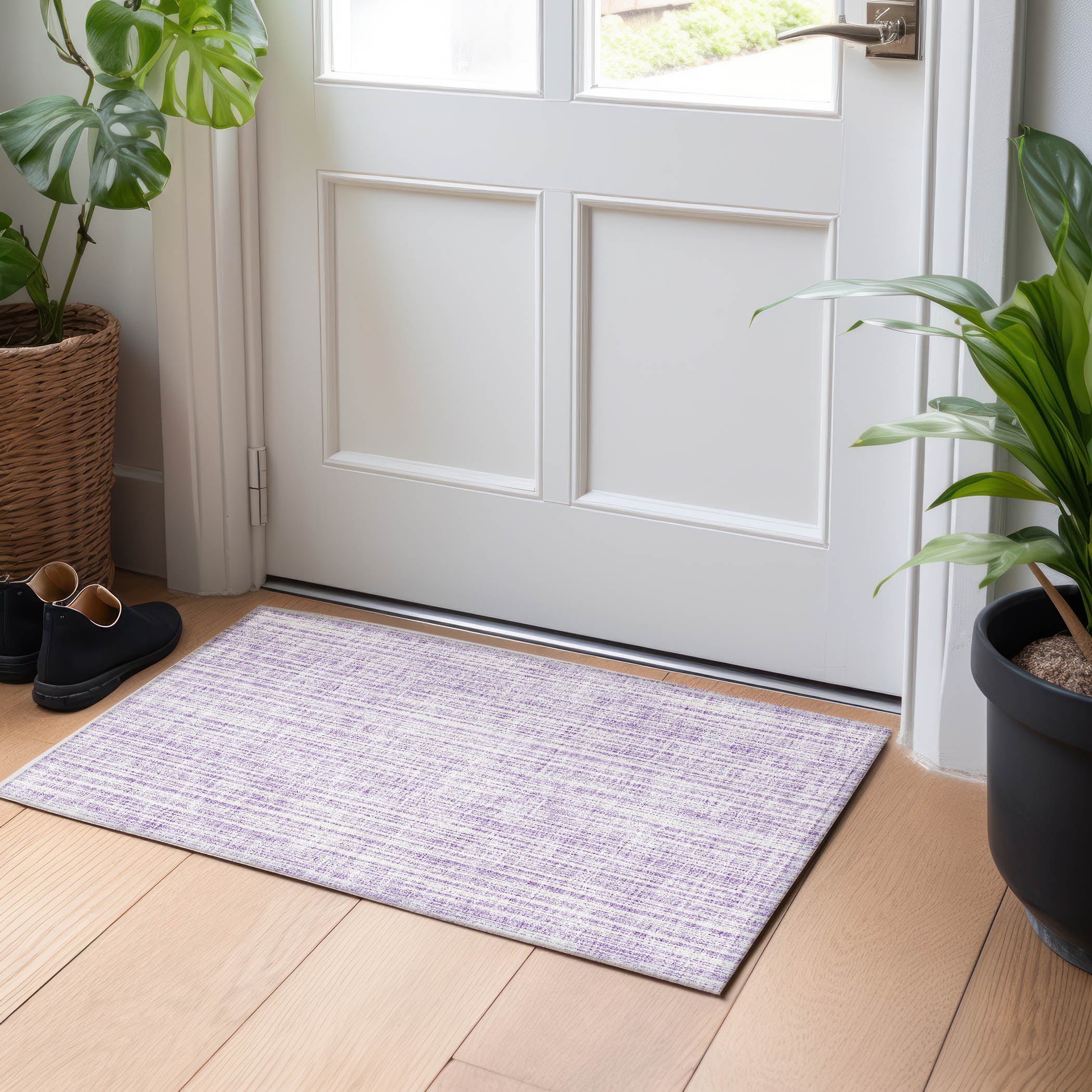 Athens Machine Washable Transitional Lavender Purple Rug 1'8" x 2'6" #shape_Rectangle