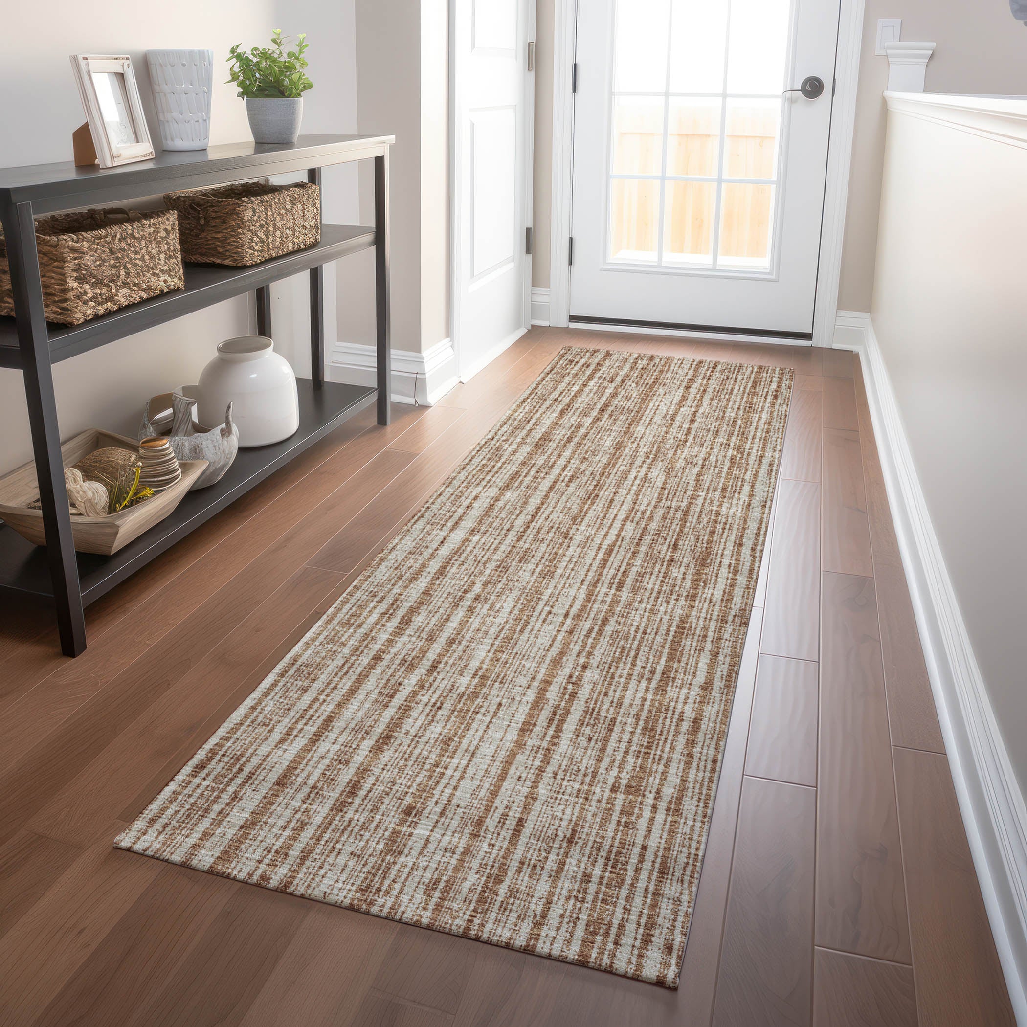 Athens Machine Washable Transitional Paprika Orange Rug 2'3" x 7'6" #shape_Runner