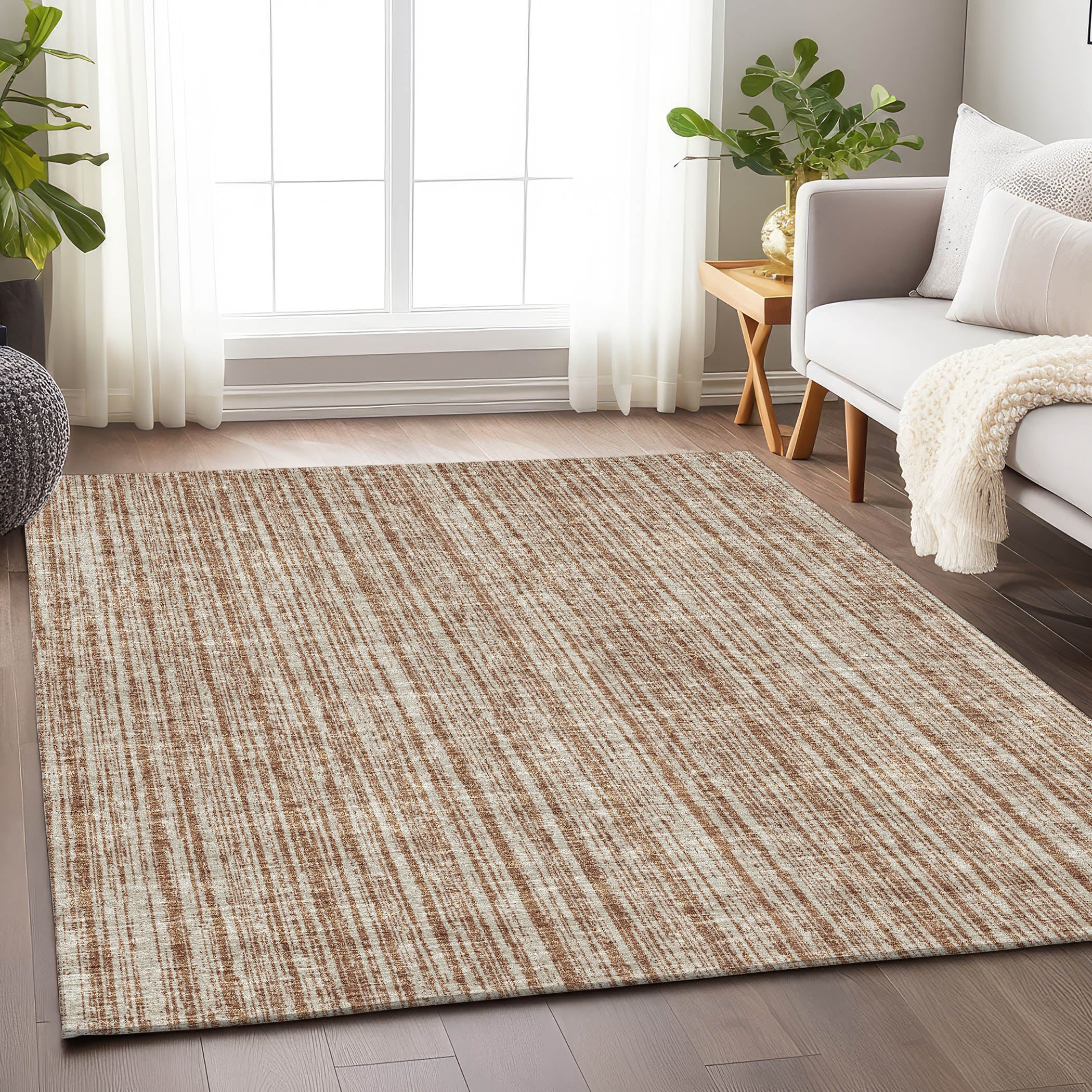 Athens Machine Washable Transitional Paprika Orange Rug 2'6" x 3'10" #shape_Rectangle