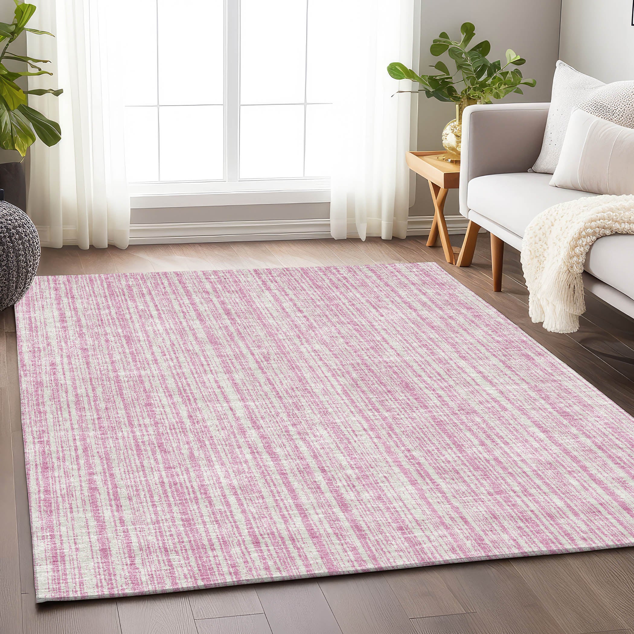 Athens Machine Washable Transitional Pink Rug 2'6" x 3'10" #shape_Rectangle