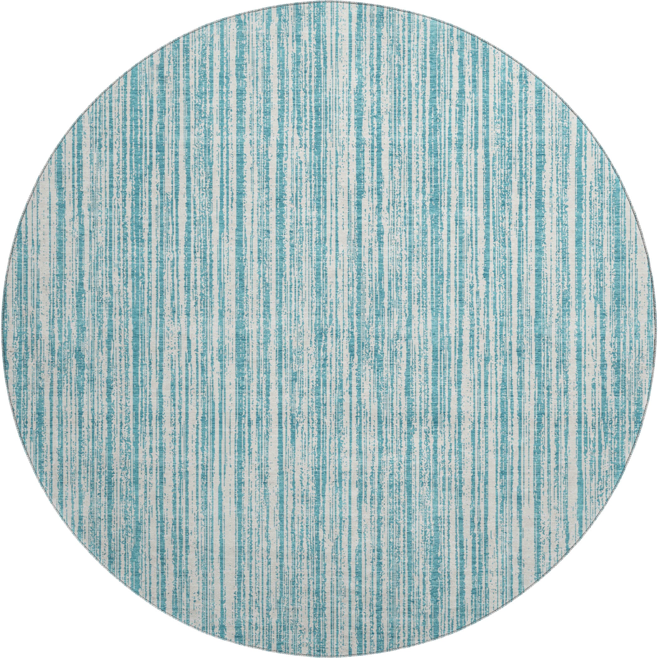 Athens Machine Washable Transitional Teal Rug 8' x 8' #shape_Round