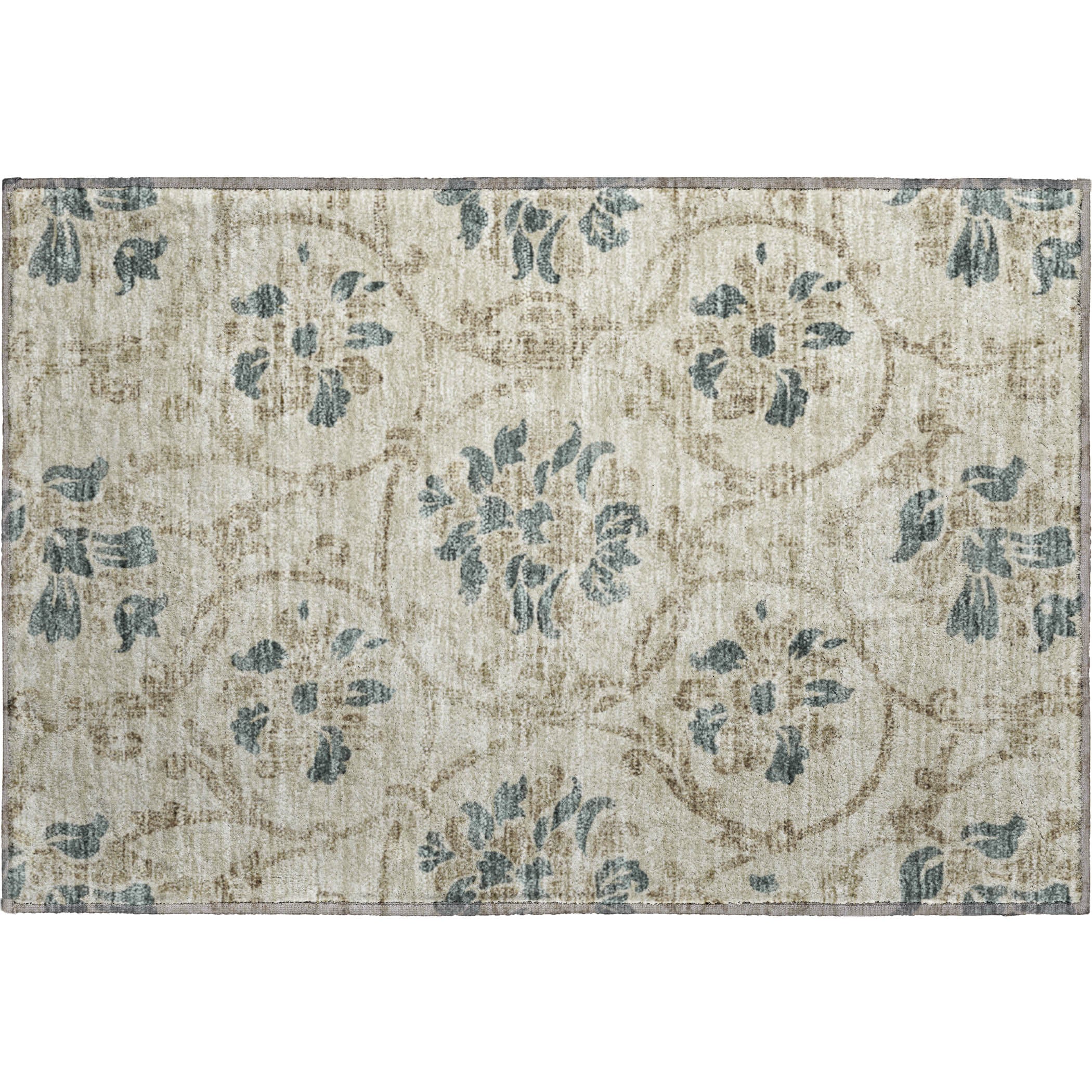 Kathmandu Machine Washable Traditional Beige Brown Rug 1'8" x 2'6" #shape_Rectangle