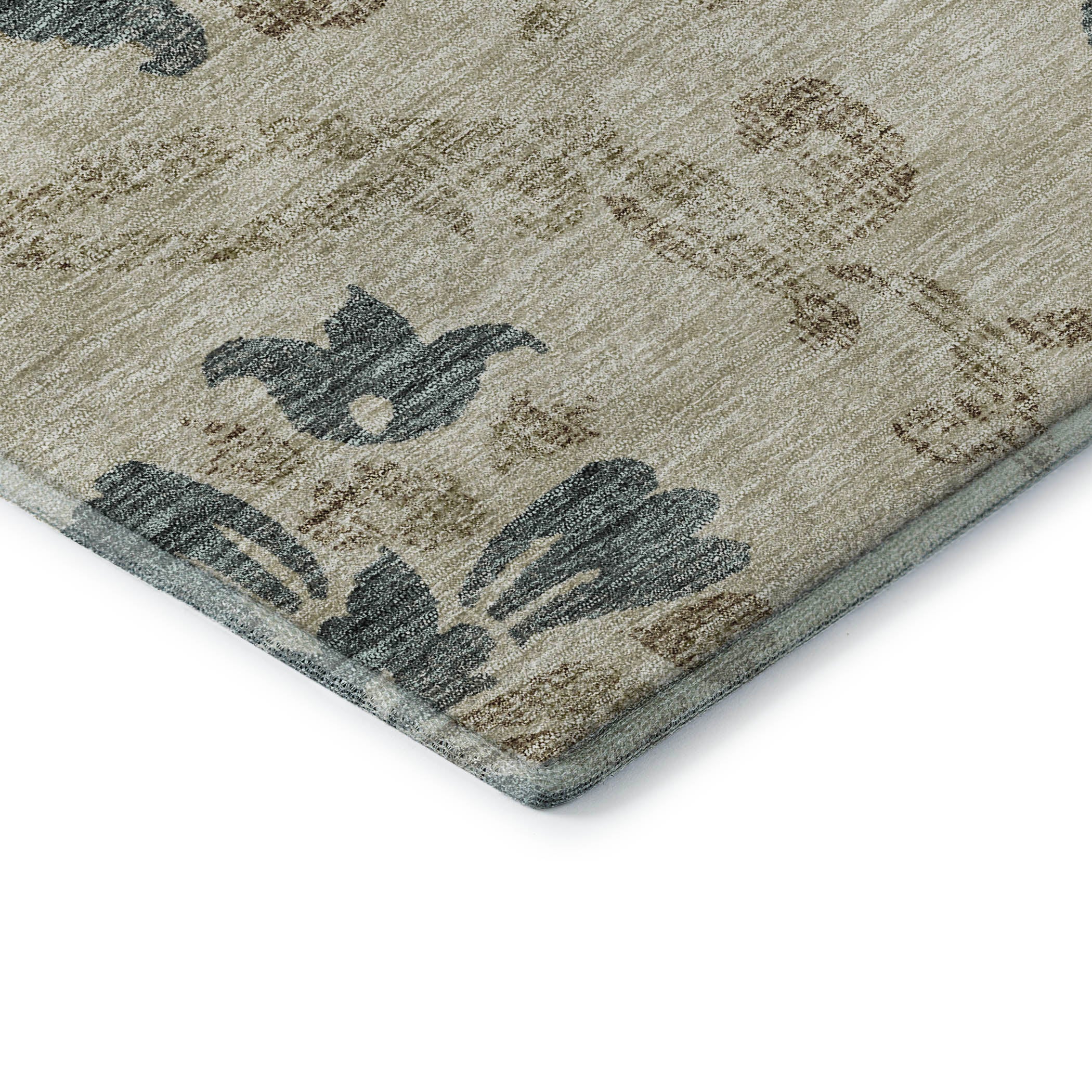 Kathmandu Machine Washable Traditional Beige Brown Rug 1'8" x 2'6" #shape_Rectangle