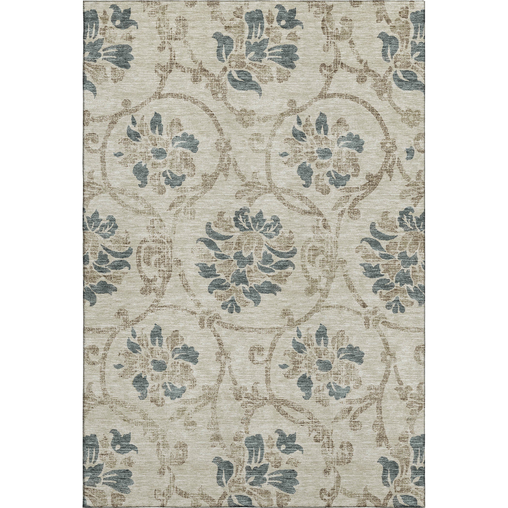 Kathmandu Machine Washable Traditional Beige Brown Rug 2'6" x 3'10" #shape_Rectangle