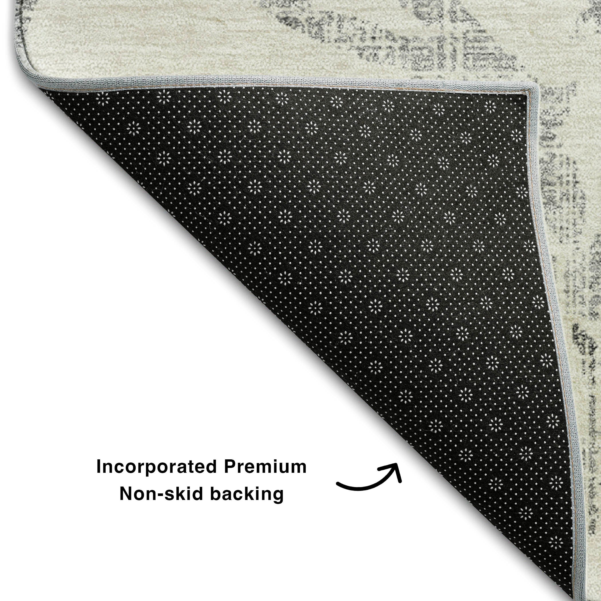Kathmandu Machine Washable Traditional Black Rug 1'8" x 2'6" #shape_Rectangle