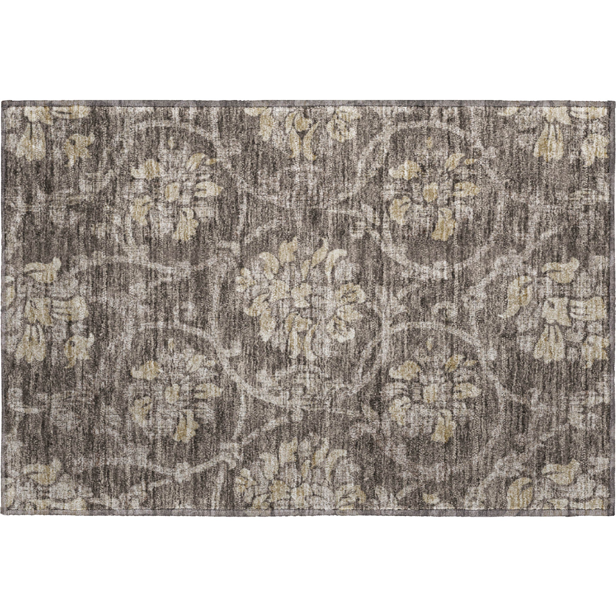 Kathmandu Machine Washable Traditional Brown Rug 1'8" x 2'6" #shape_Rectangle