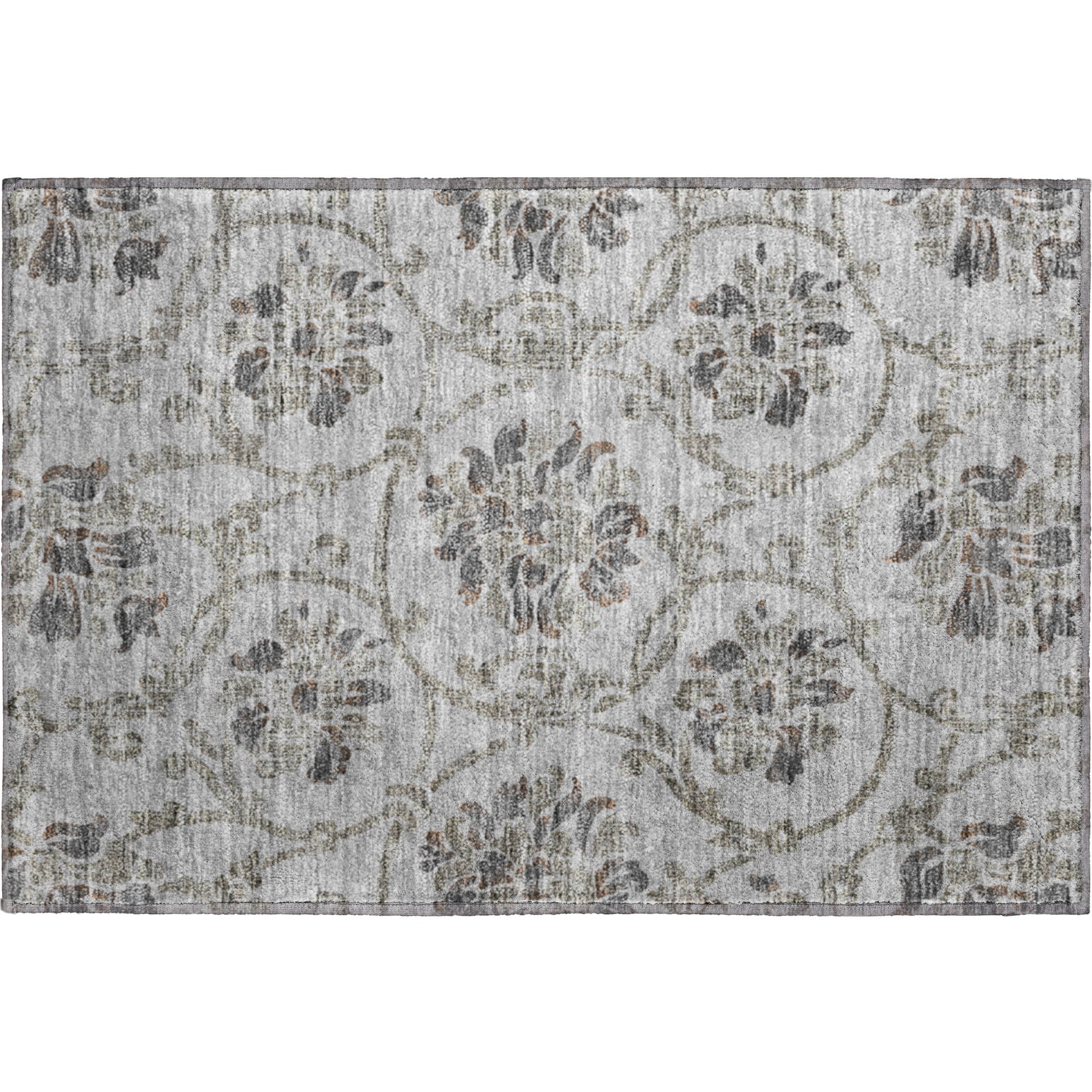 Kathmandu Machine Washable Traditional Gray Rug 1'8" x 2'6" #shape_Rectangle