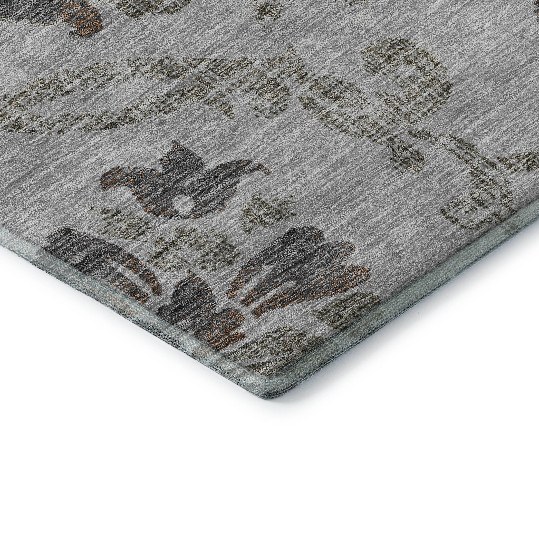 Kathmandu Machine Washable Traditional Gray Rug 1'8" x 2'6" #shape_Rectangle