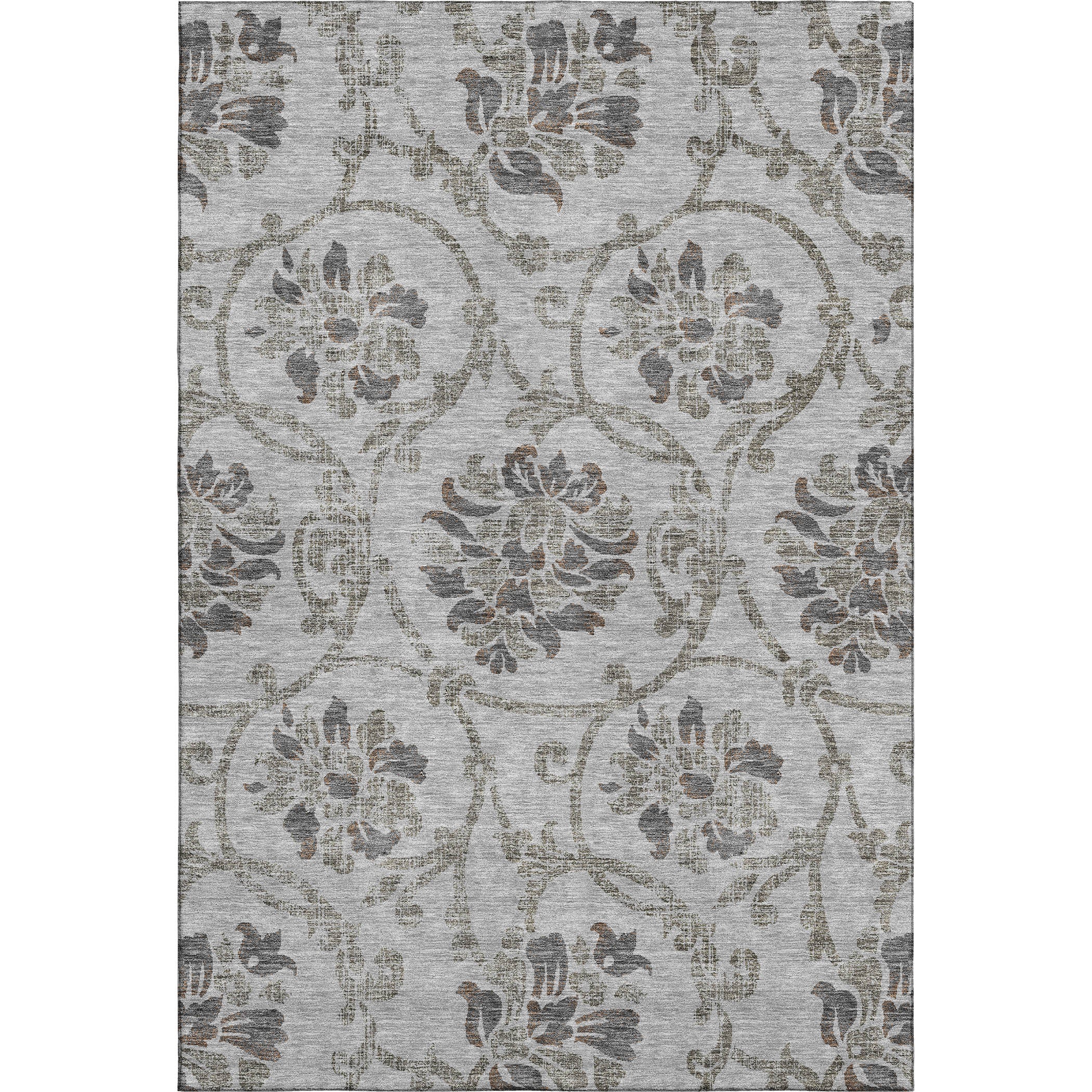 Kathmandu Machine Washable Traditional Gray Rug 2'6" x 3'10" #shape_Rectangle