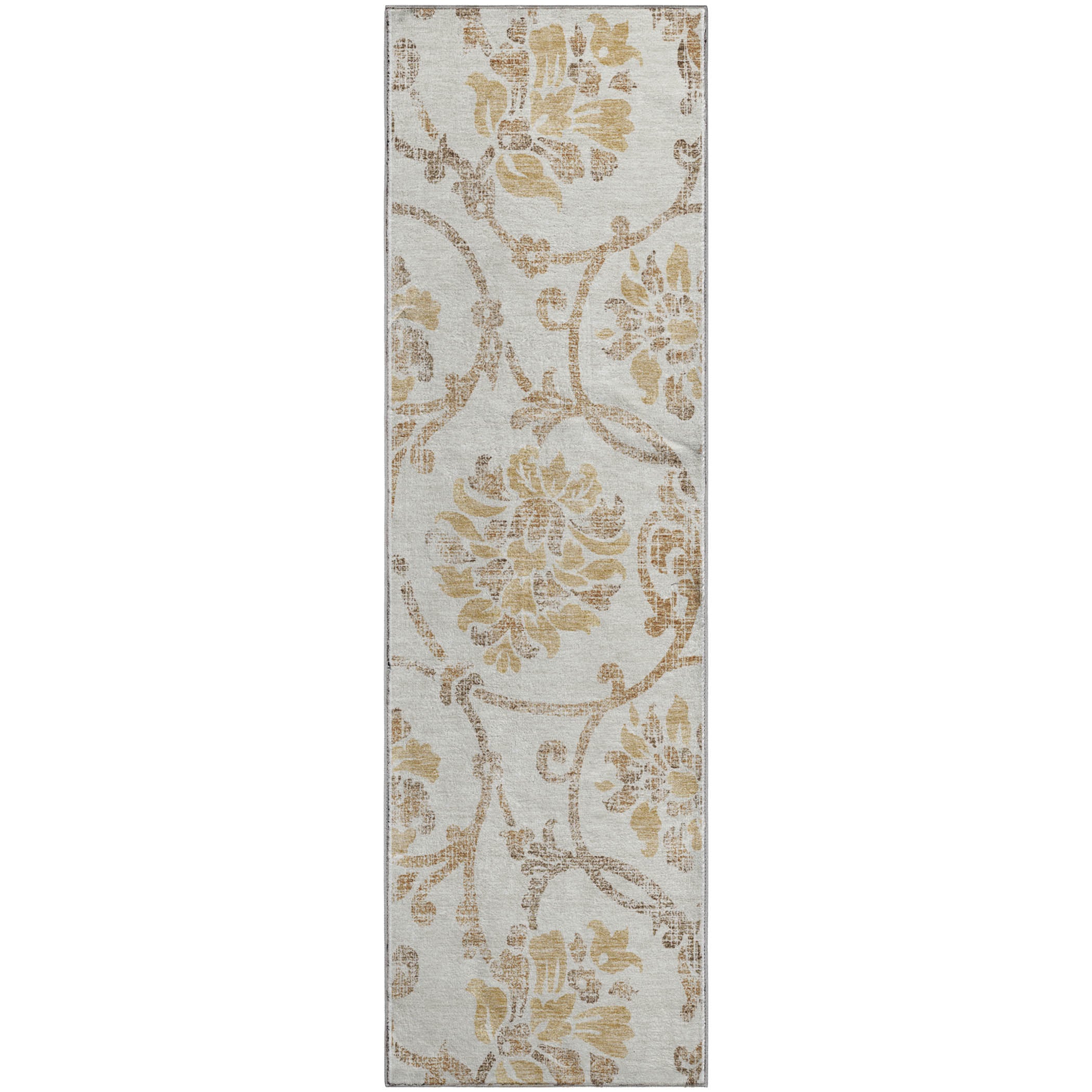 Kathmandu Machine Washable Traditional Ivory Rug 2'3" x 7'6" #shape_Runner
