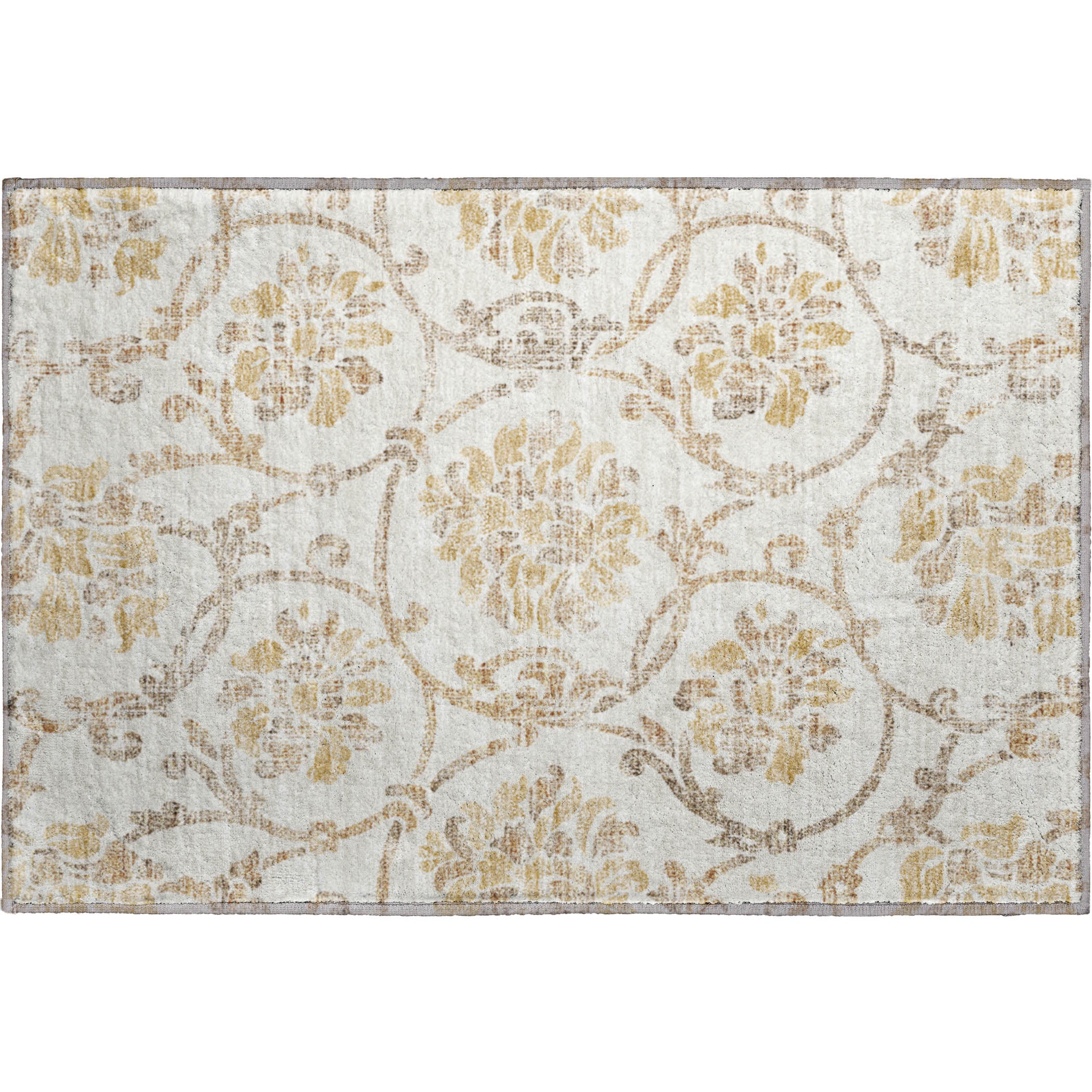 Kathmandu Machine Washable Traditional Ivory Rug 1'8" x 2'6" #shape_Rectangle