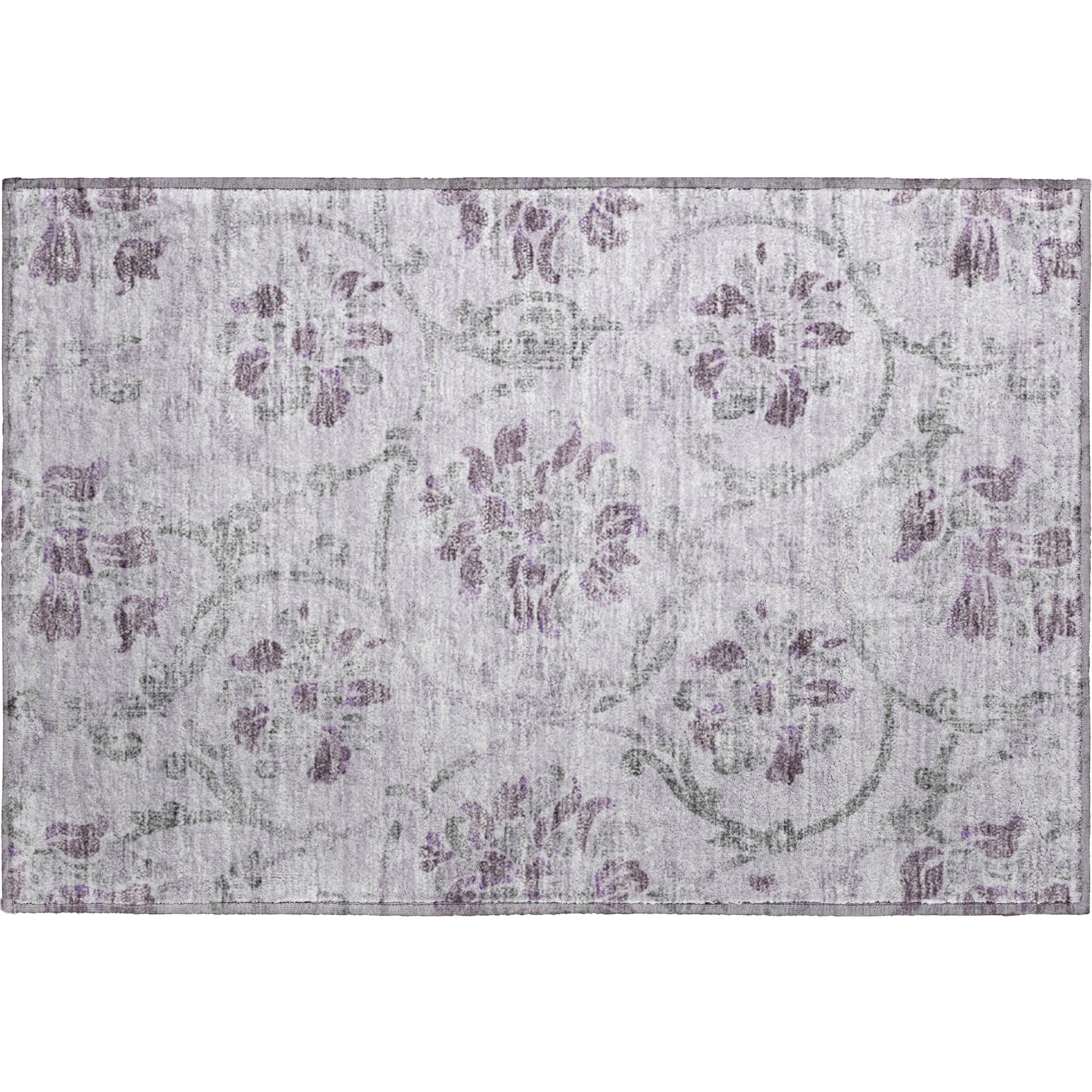 Kathmandu Machine Washable Traditional Lavender Purple Rug 1'8" x 2'6" #shape_Rectangle