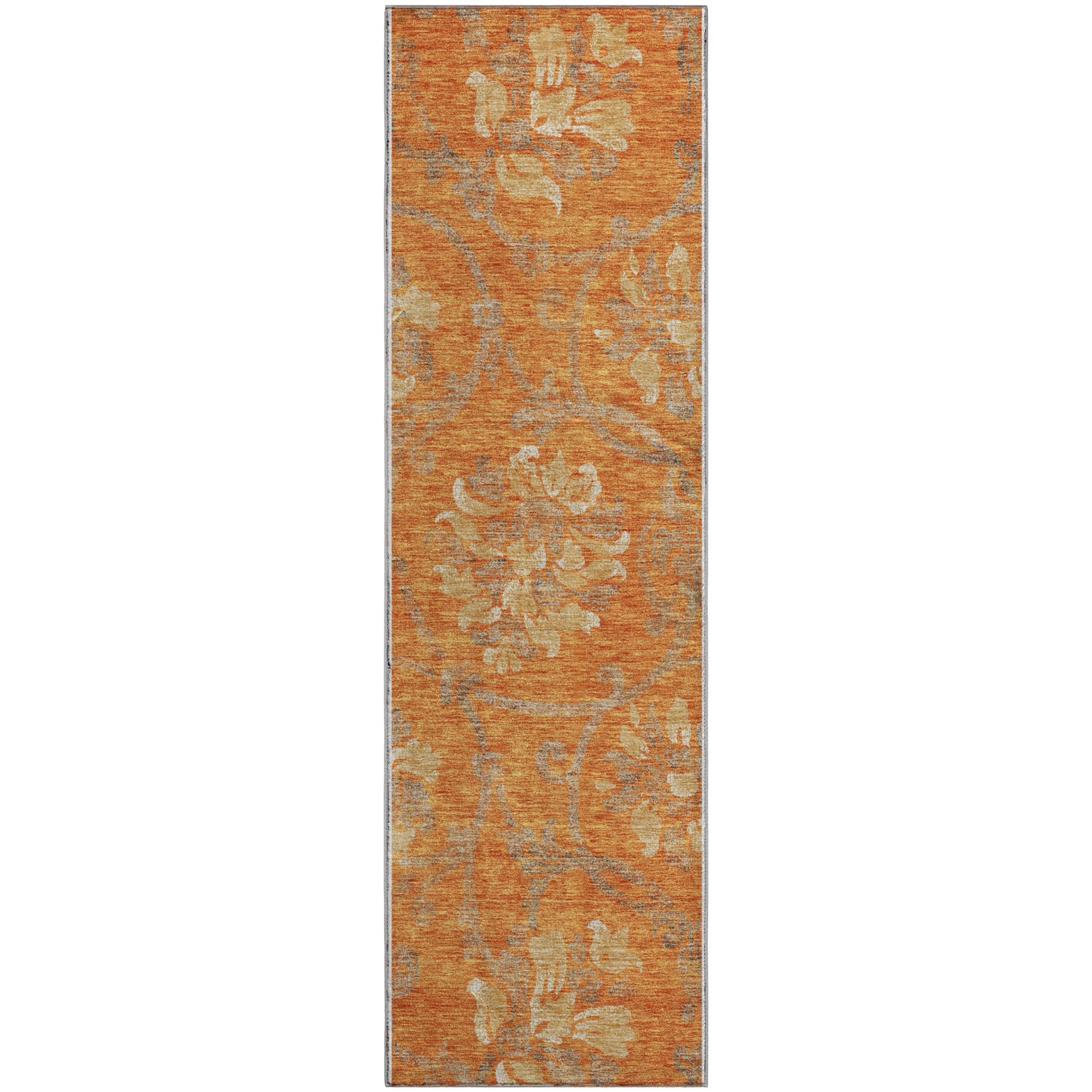 Kathmandu Machine Washable Traditional Orange Rug 2'3" x 7'6" #shape_Runner