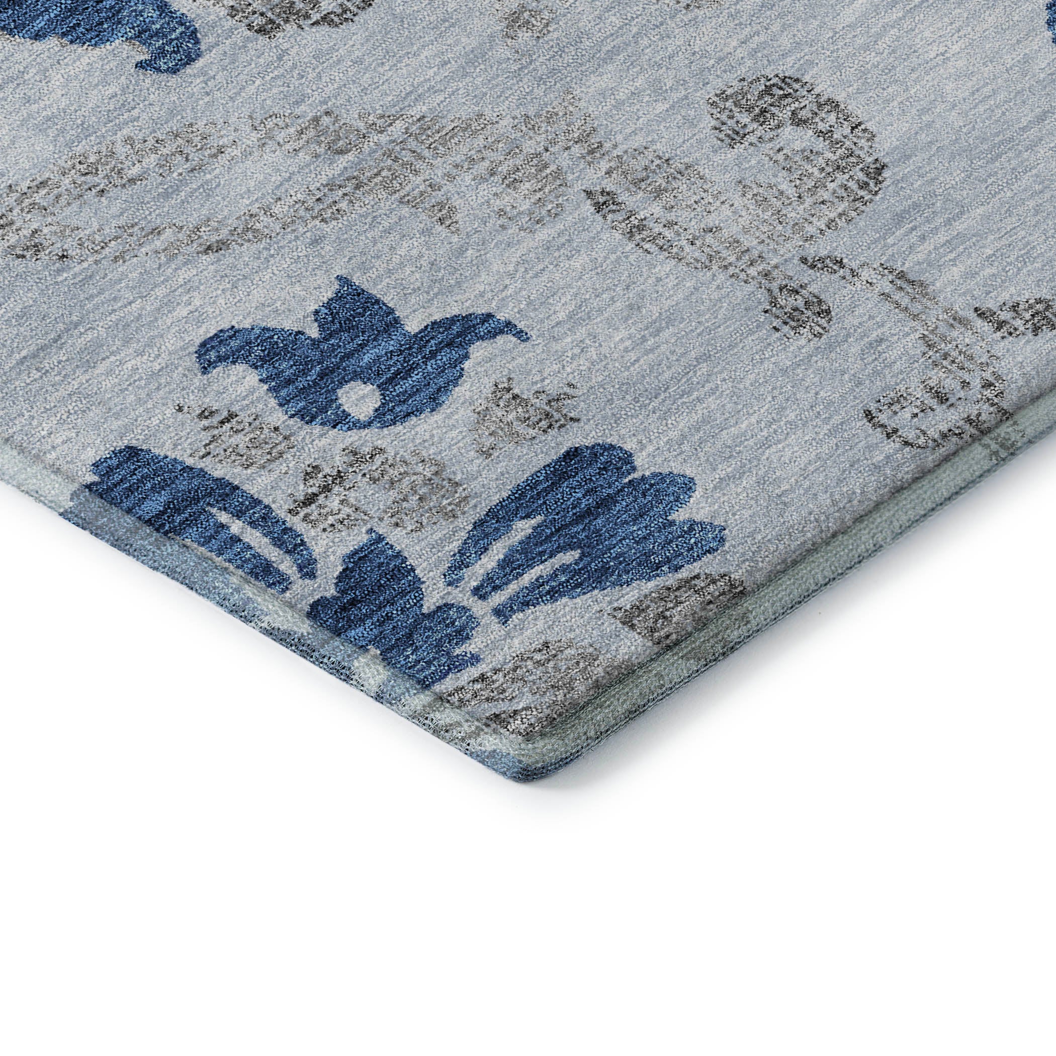 Kathmandu Machine Washable Traditional Sky Blue Rug 1'8" x 2'6" #shape_Rectangle