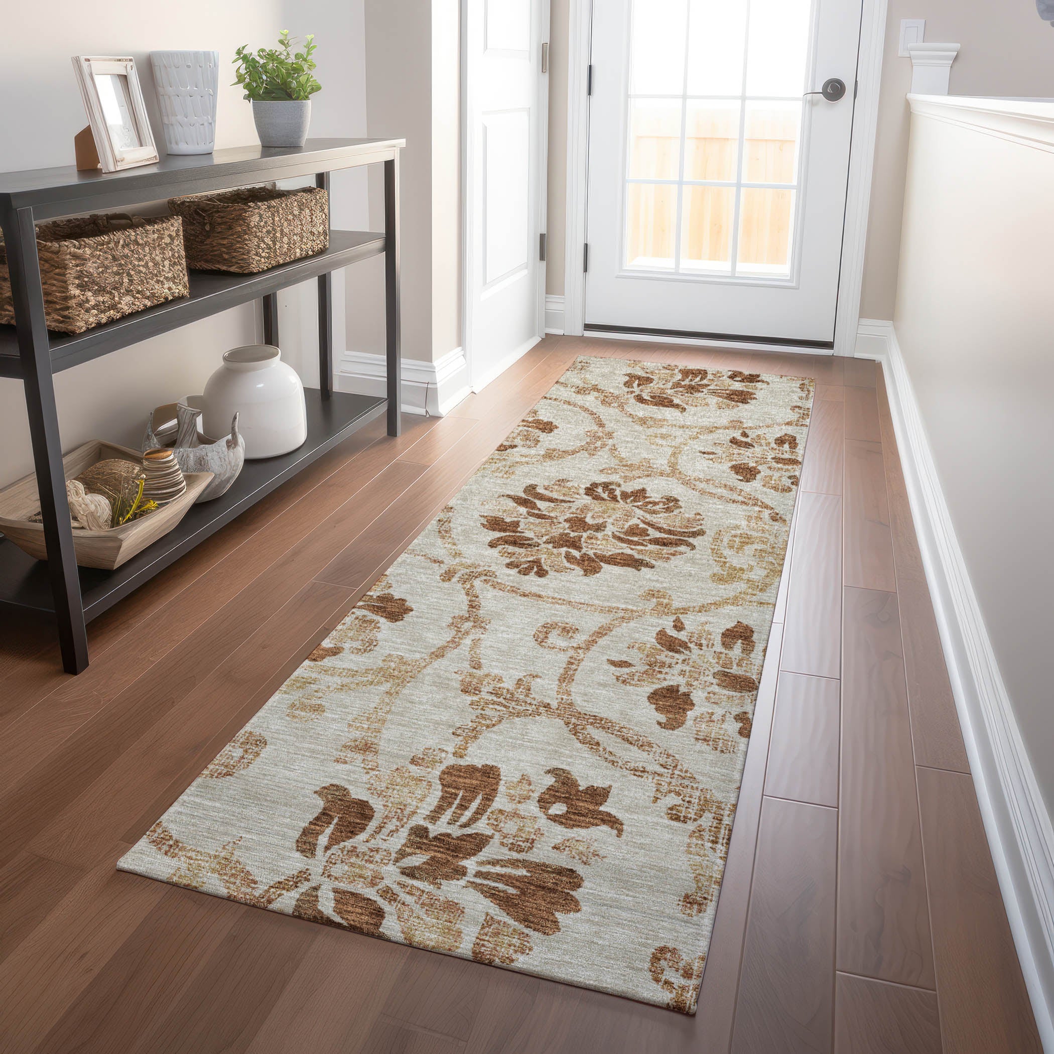 Kathmandu Machine Washable Traditional Terracotta Orange Rug 2'3" x 7'6" #shape_Runner