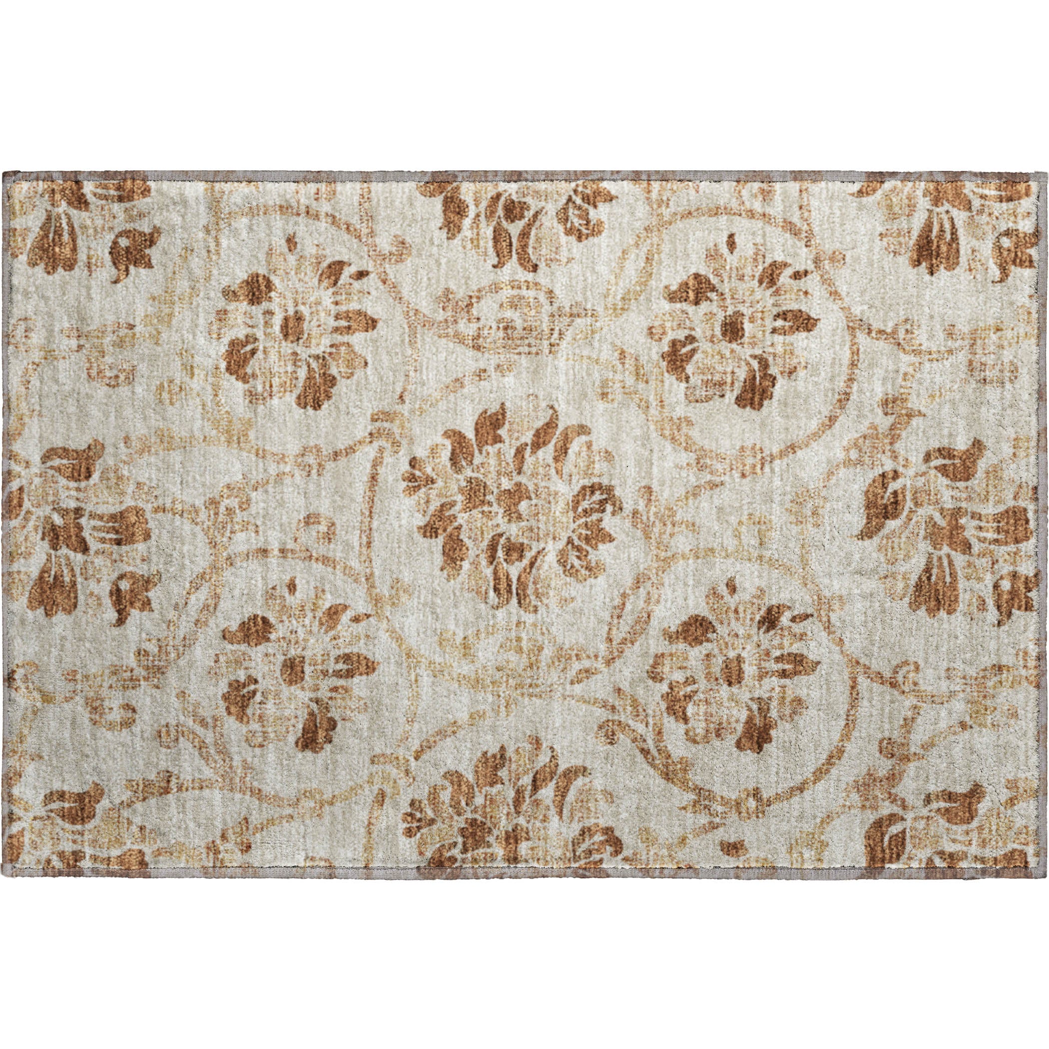 Kathmandu Machine Washable Traditional Terracotta Orange Rug 1'8" x 2'6" #shape_Rectangle