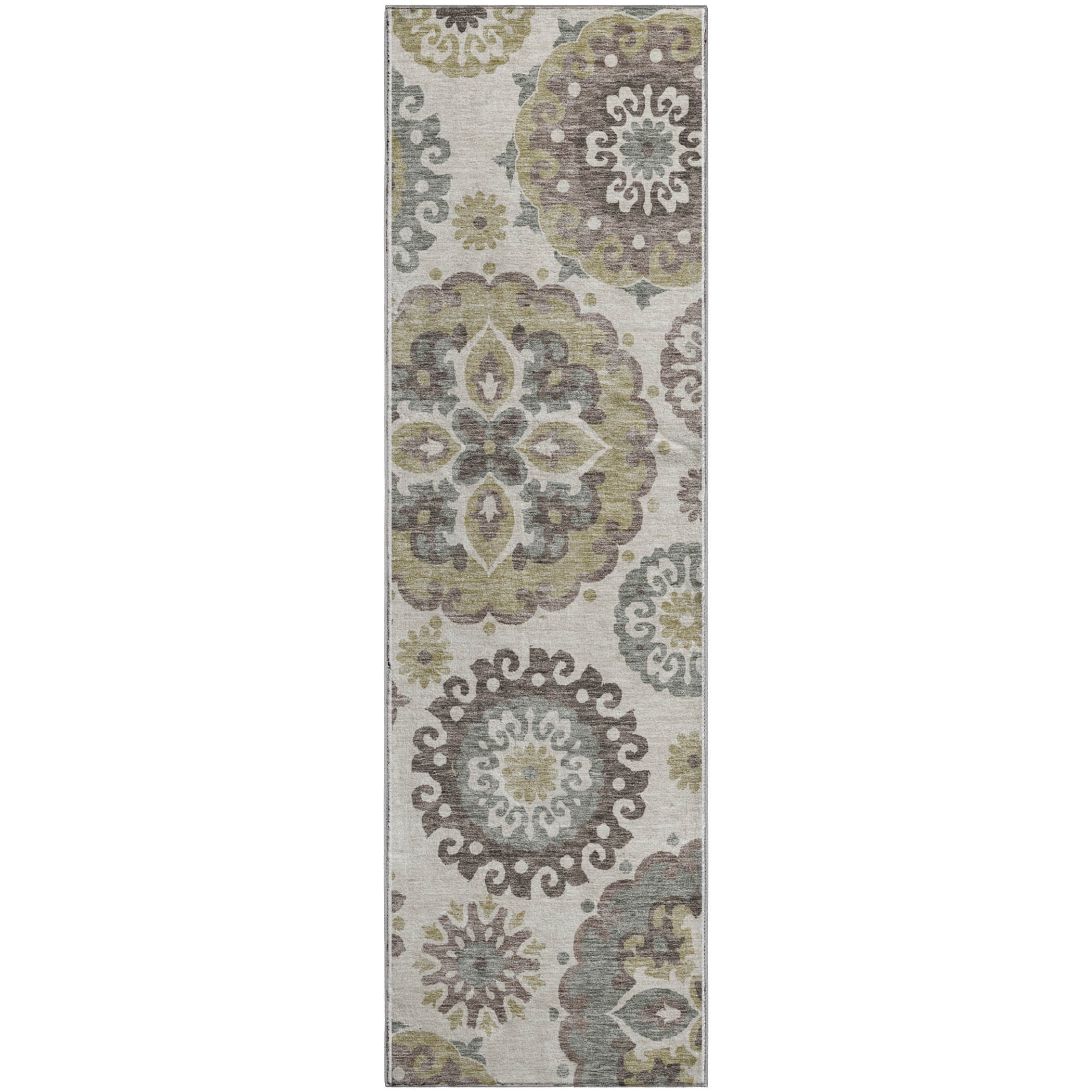 Mdina Machine Washable Transitional Beige Brown Rug 2'3" x 7'6" #shape_Runner