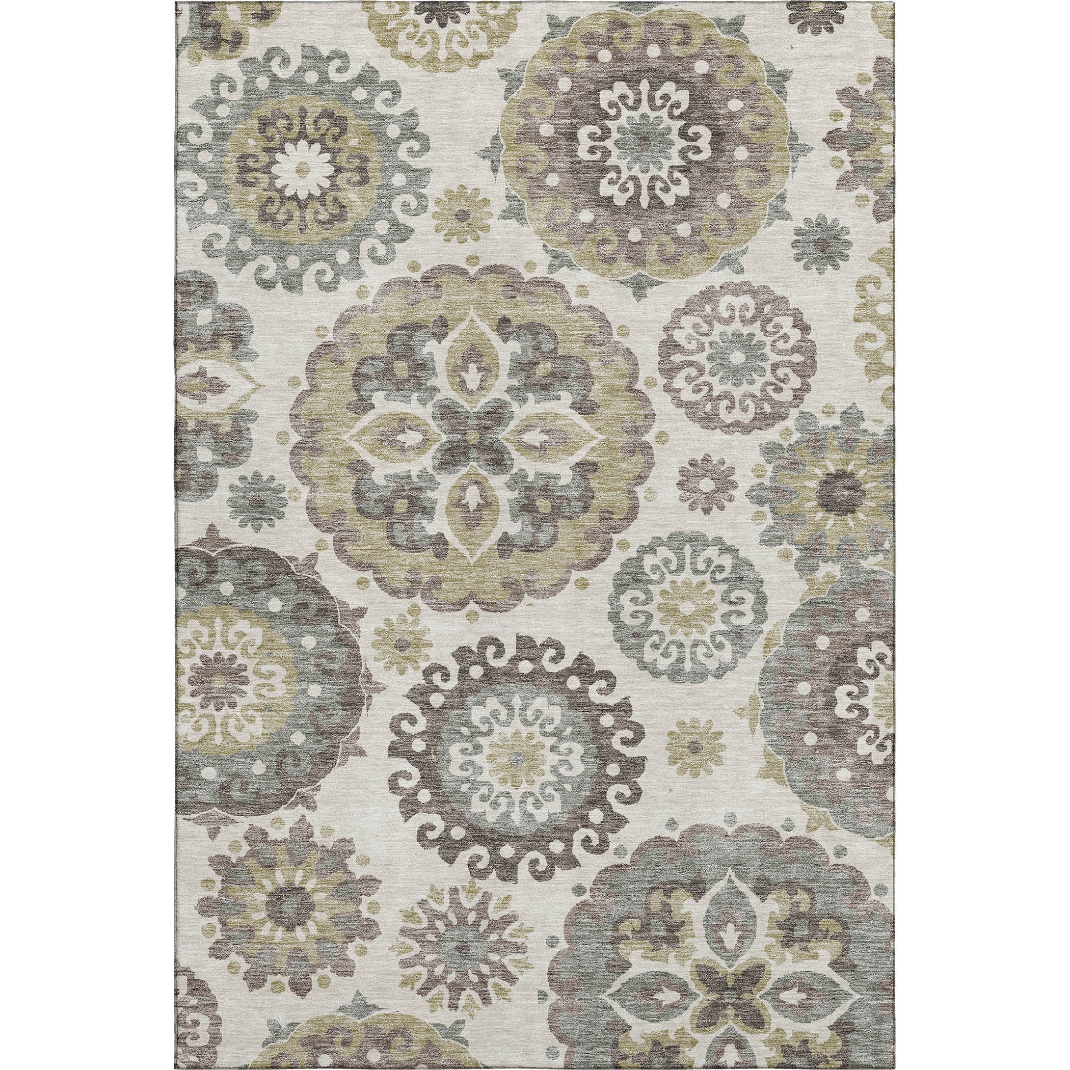 Mdina Machine Washable Transitional Beige Brown Rug 2'6" x 3'10" #shape_Rectangle