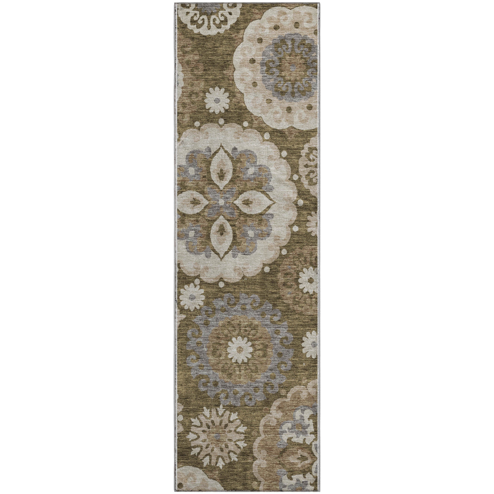 Mdina Machine Washable Transitional Brown Rug 2'3" x 7'6" #shape_Runner