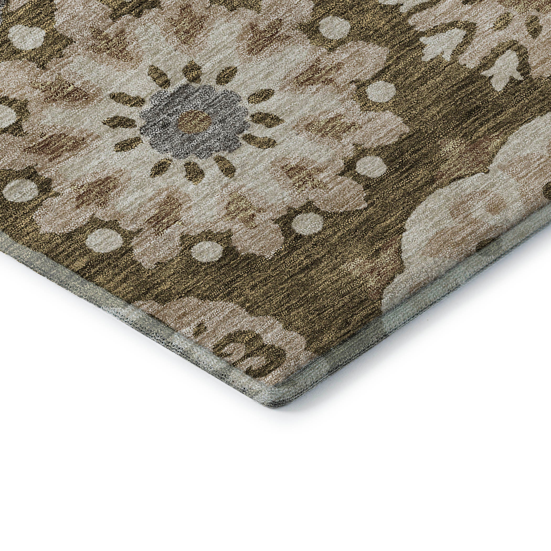 Mdina Machine Washable Transitional Brown Rug 1'8" x 2'6" #shape_Rectangle